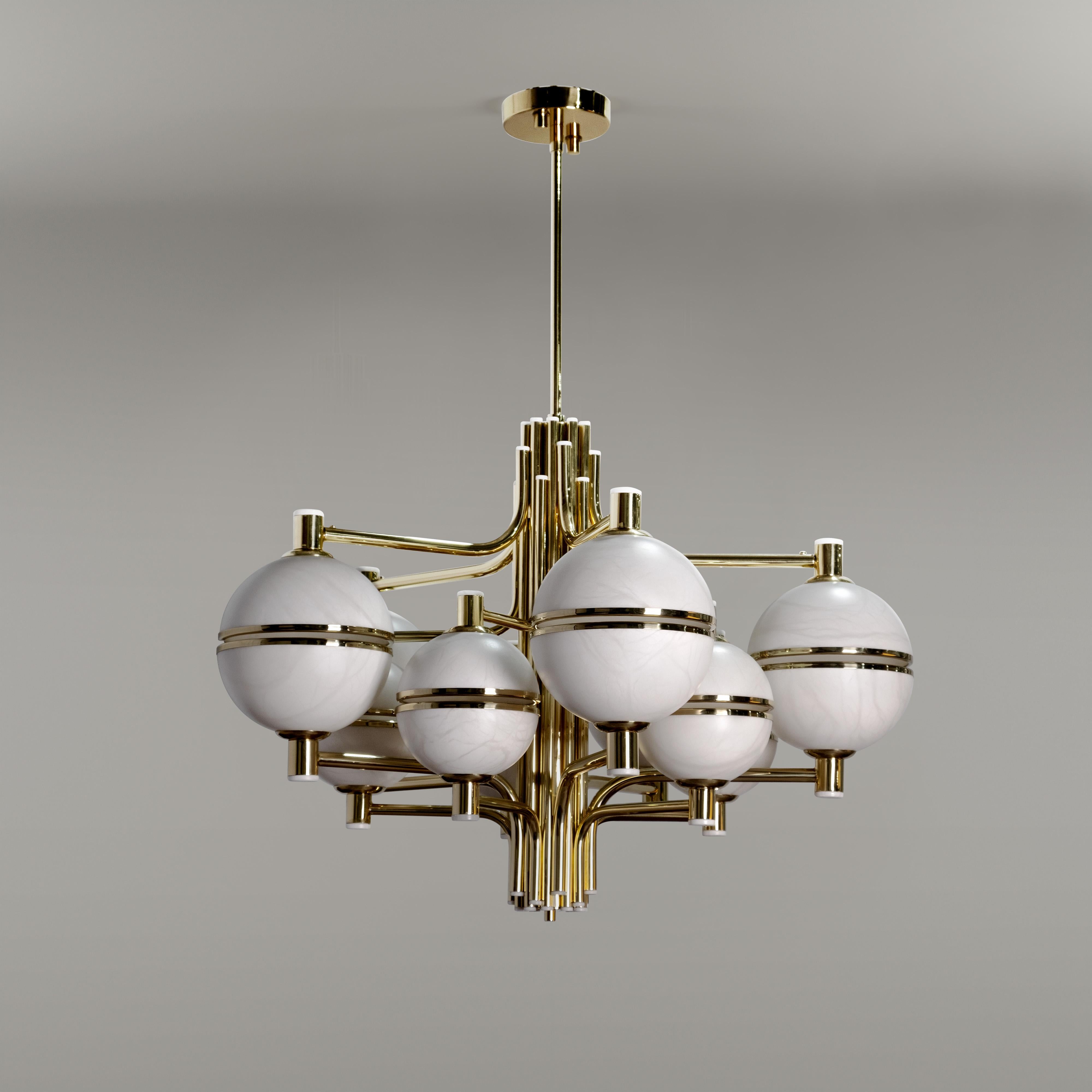 21st Century Alabaster Andros Suspension Lamp Brass by Creativemary In New Condition For Sale In RIO TINTO, PT