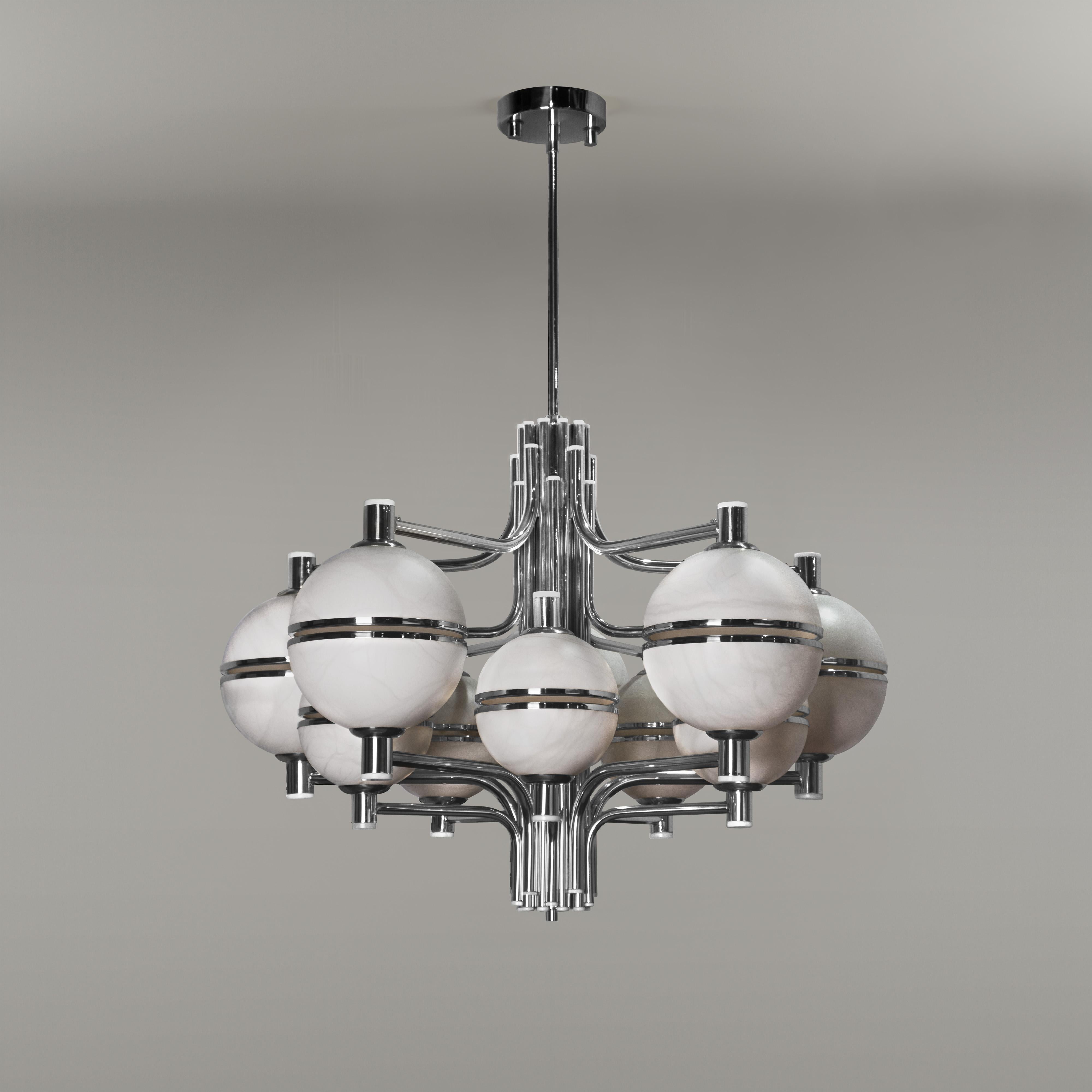 Lampe à suspension Andros en albâtre du 21e siècle en laiton par Creativemary en vente 2