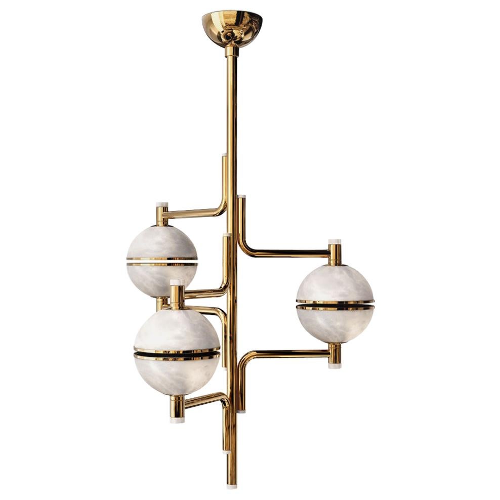 21st Alabaster Andros II Suspension Lamp Brass Made in Portugal by Creativemary