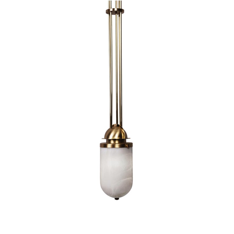 21st Century Alabaster Russell Pendant Lamp Brass For Sale at 1stDibs
