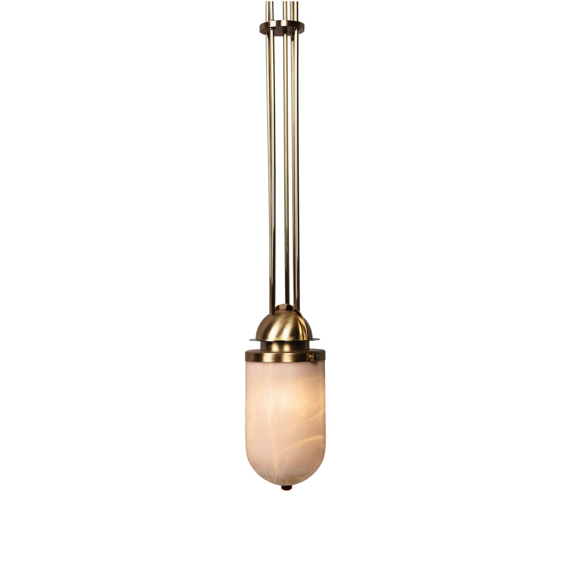 Portoghese Lampada a sospensione Russell in alabastro del 21° secolo, ottone in vendita