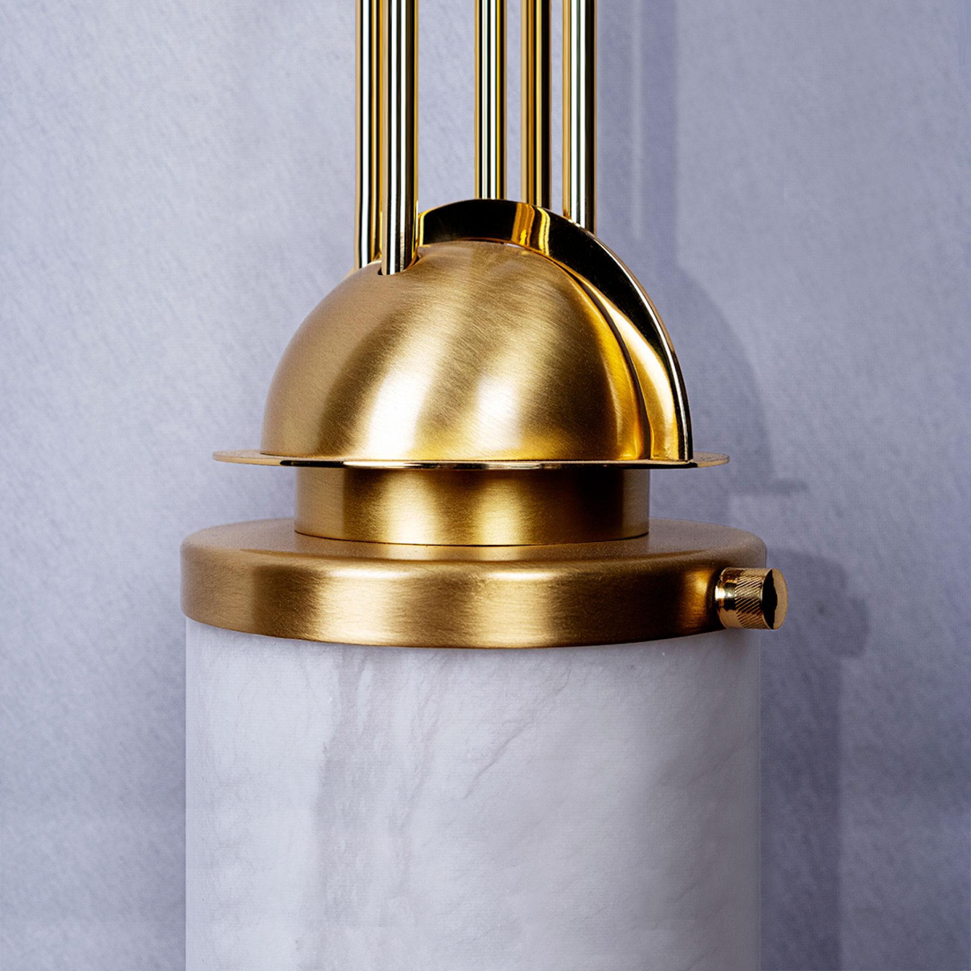 Portuguese 21st Century Alabaster Russell Pendant Lamp Brass For Sale