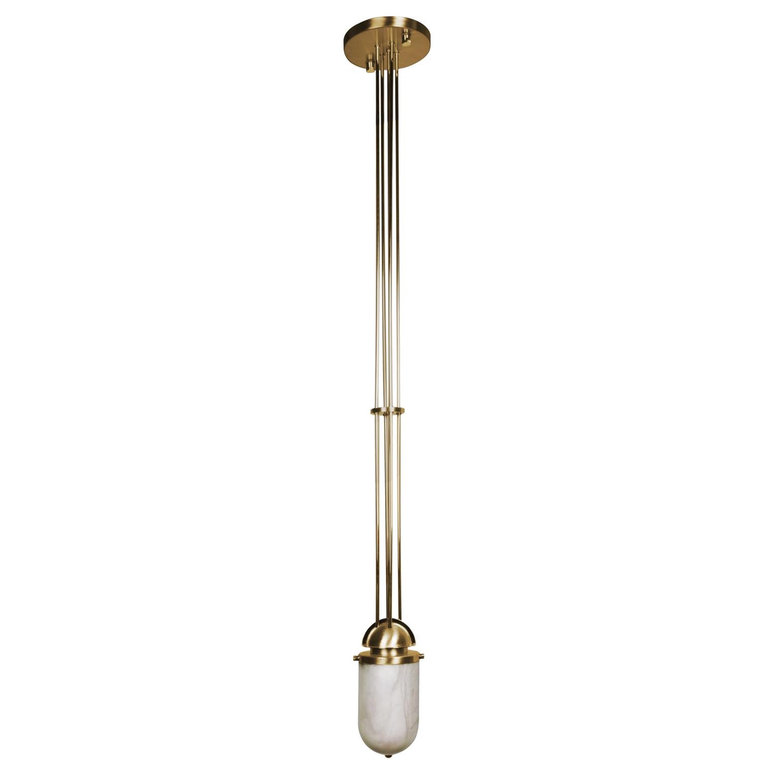21st Century Alabaster Russell Pendant Lamp Brass For Sale