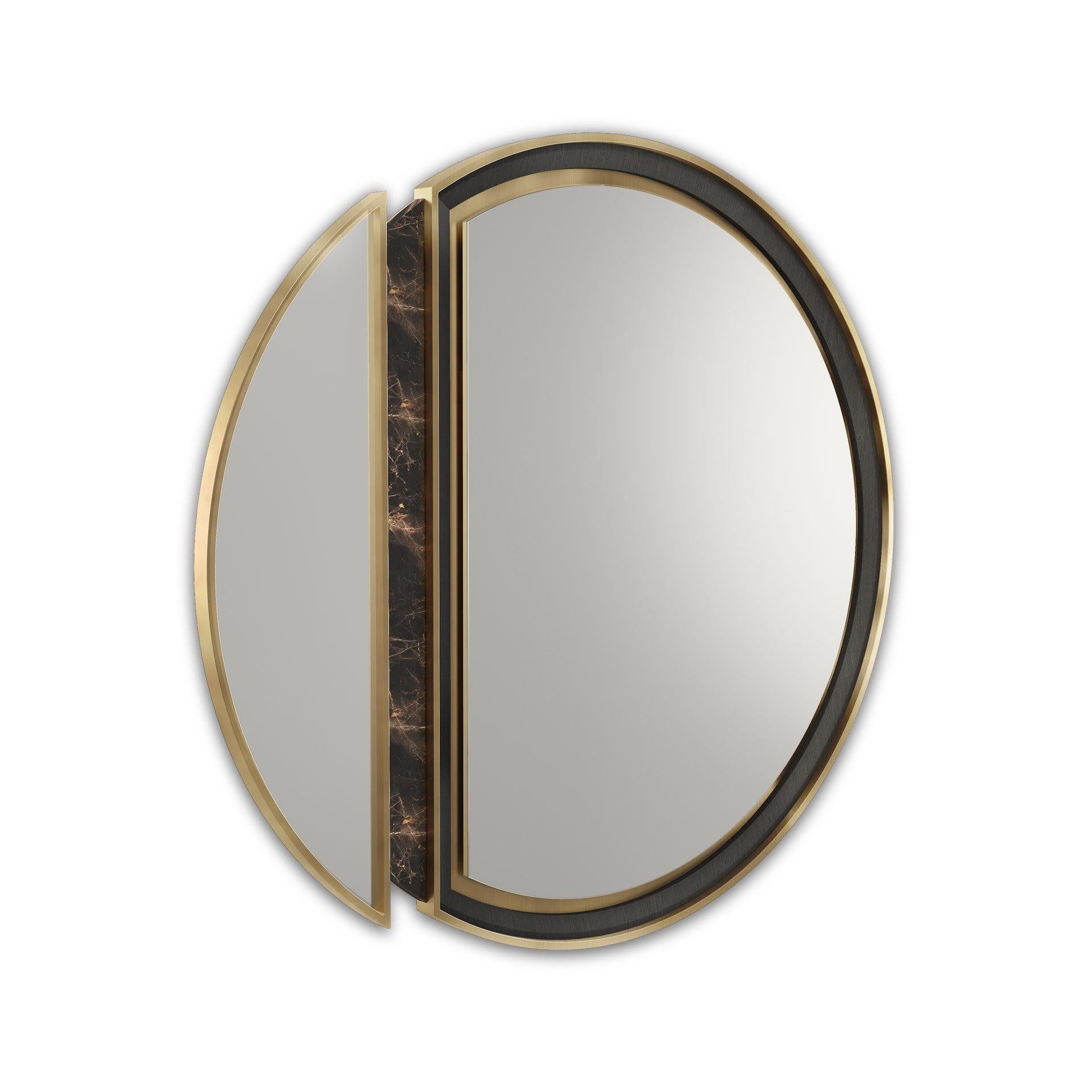 Portuguese 21st Century Alaska Mirror Marble Polished Brass Ashwood For Sale