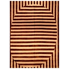 21st Century Alberto Pinto Rug in Beige and Brown Stripes