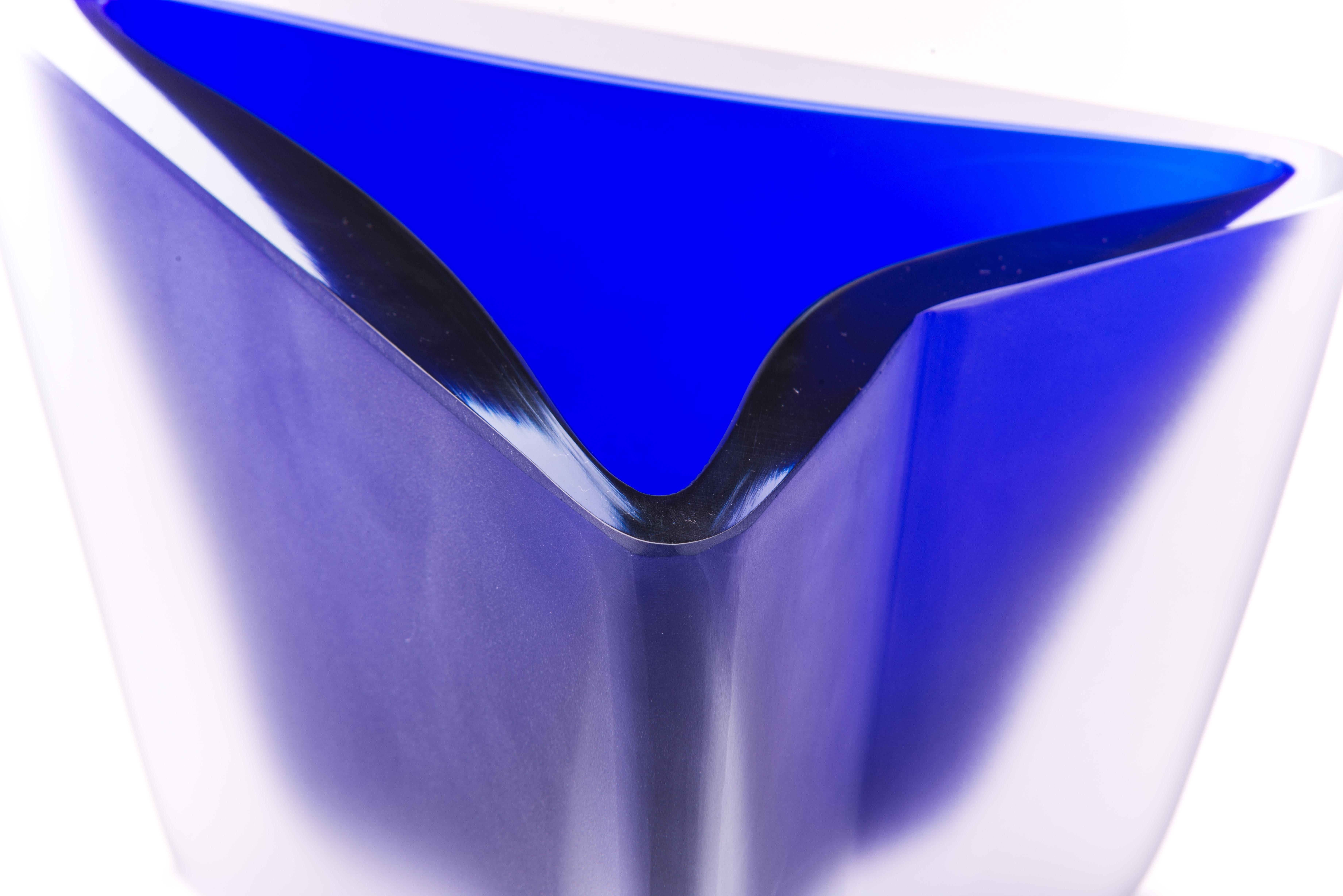 Italian 21st Century Alessandro Mendini Freccia Small Vase in Murano Glass Ocean Blue For Sale