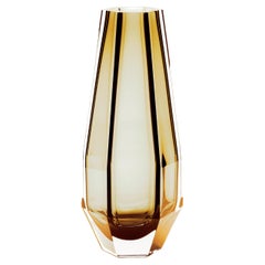 21st Century Alessandro Mendini Gemella Murano Glass Vase Amber Yellow