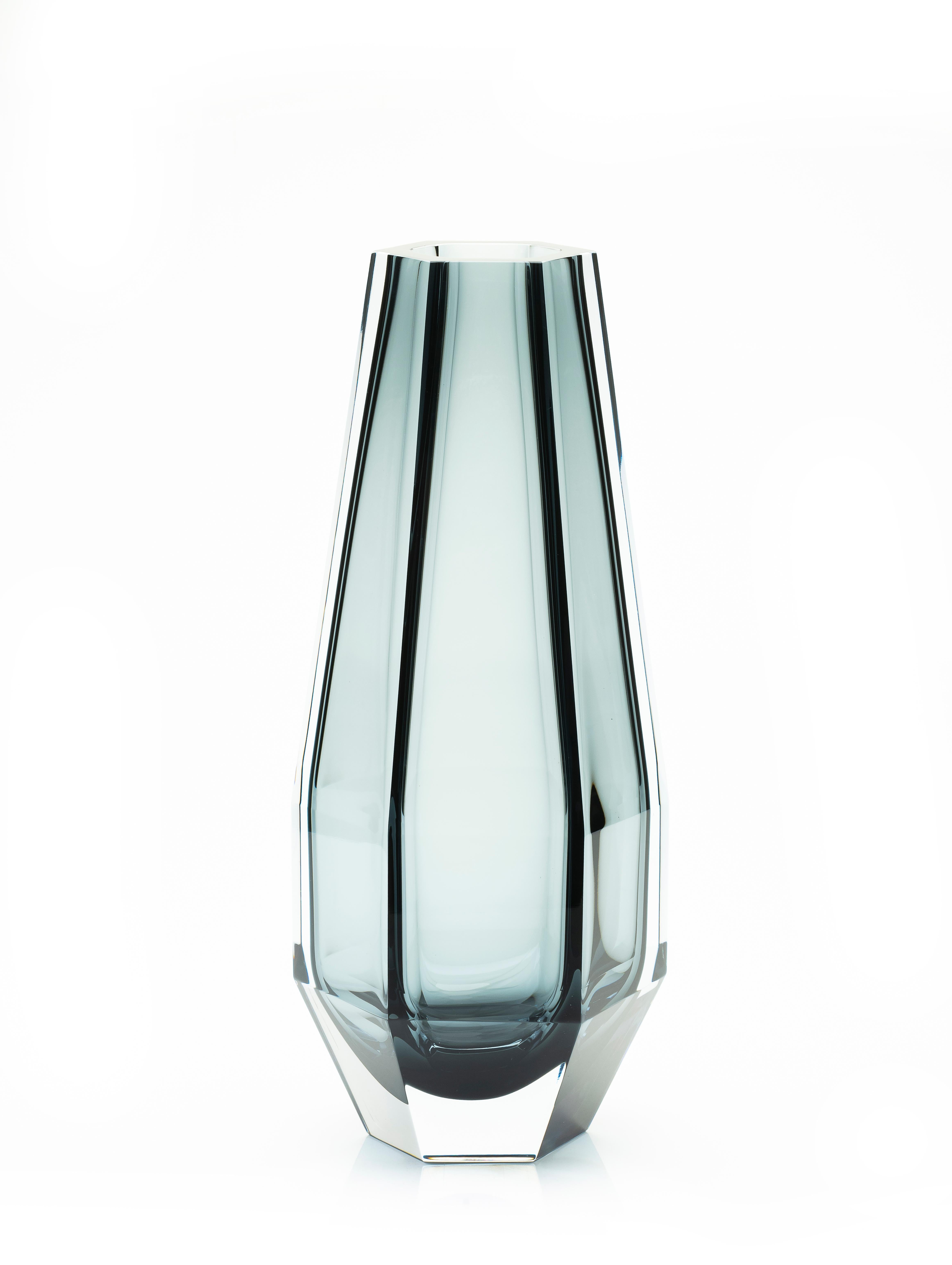 Italian 21st Century Alessandro Mendini Gemella Murano Transparent Glass Vase Ocean Blue For Sale