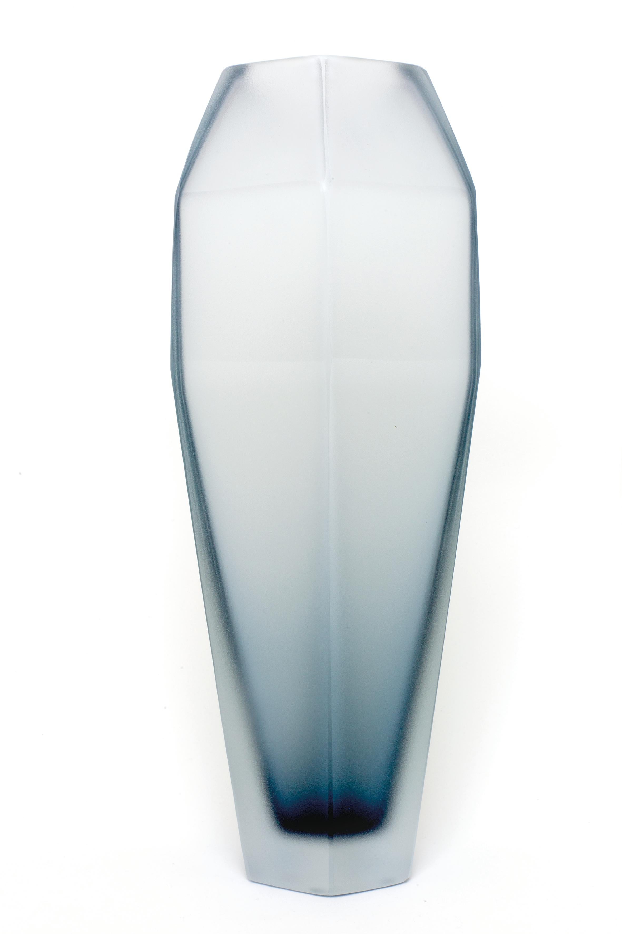 Italian 21st Century Alessandro Mendini Gemello Murano Frosted Glass Vase Grey For Sale