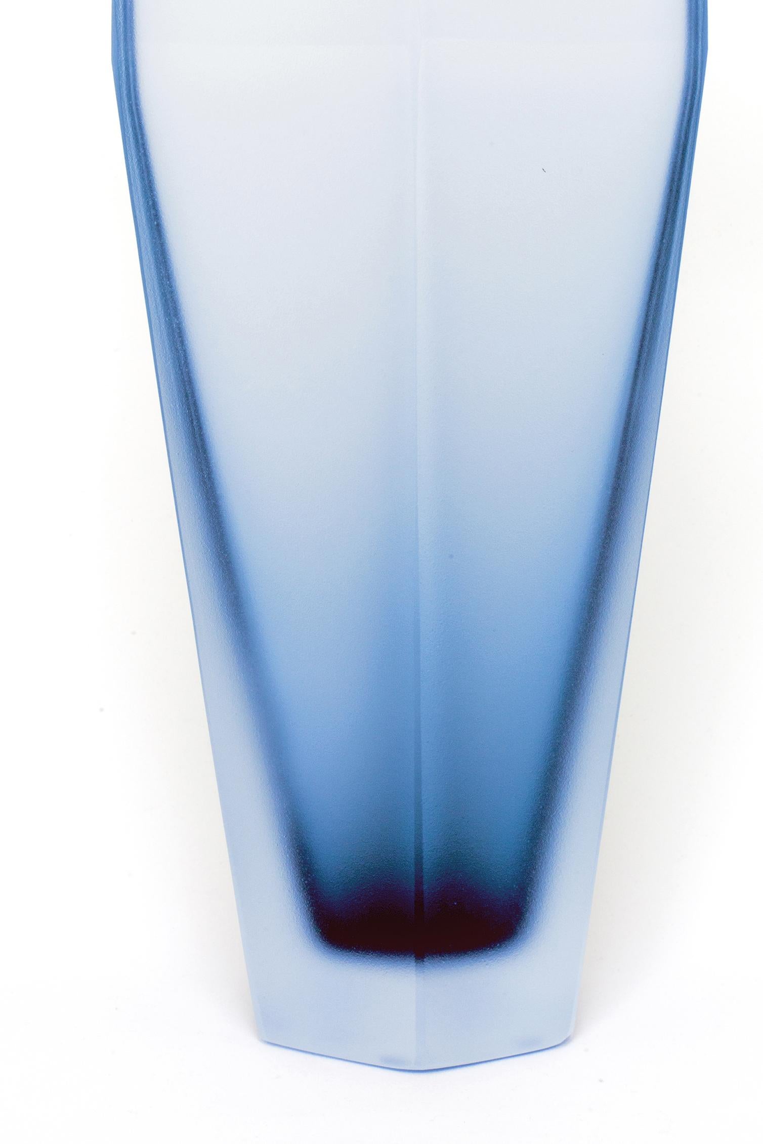 Italian 21st Century Alessandro Mendini Gemello Murano Ocean Blue Frost For Sale