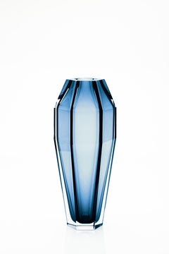 21st Century Alessandro Mendini Gemello Murano Transparent Glass Vase Ocean Blue