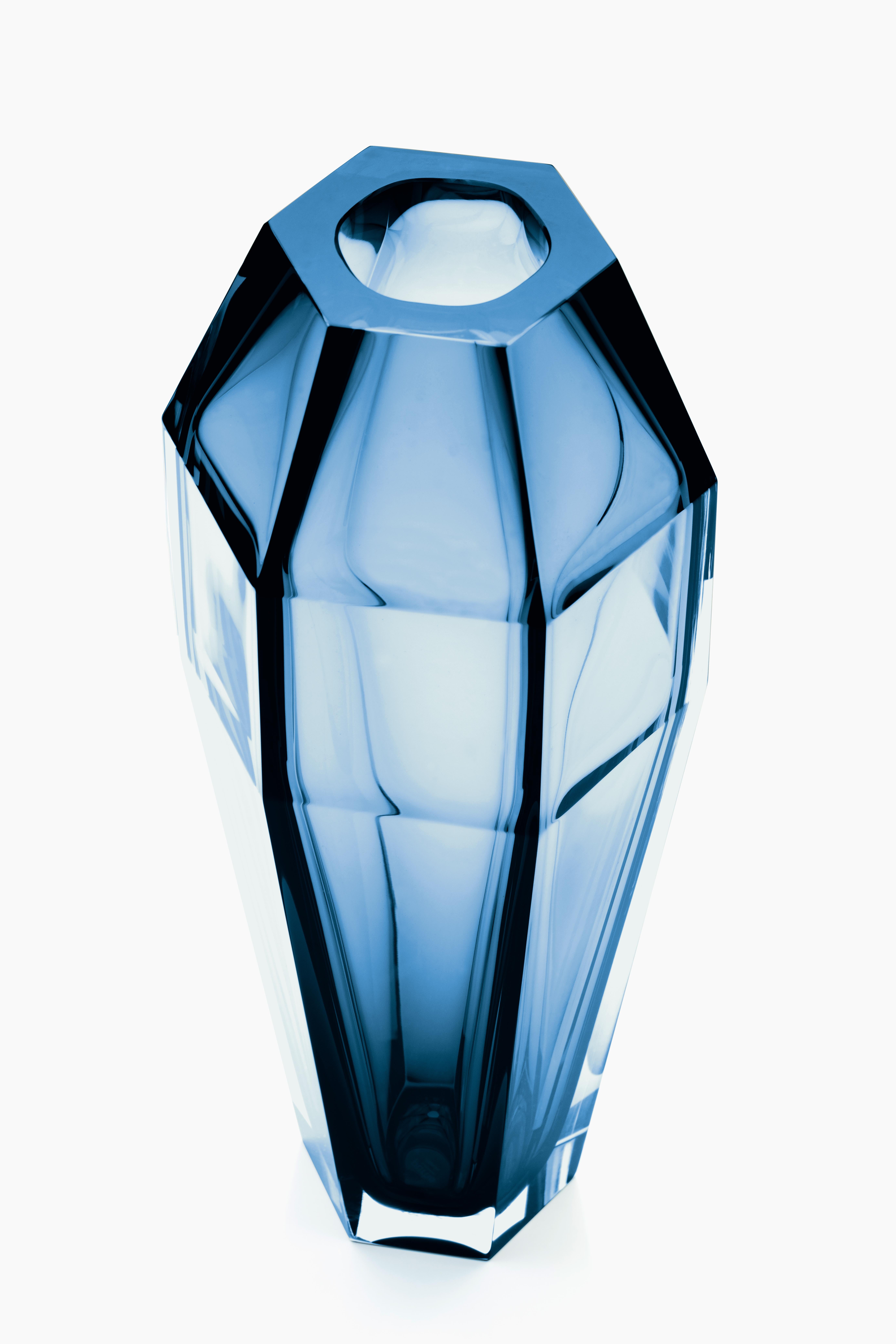 Moderne Vase en verre de Murano transparent bleu océan Alessandro Mendini Gemello, XXIe siècle en vente
