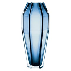 21st Century Alessandro Mendini Gemello Murano Transparent Glass Vase Ocean Blue