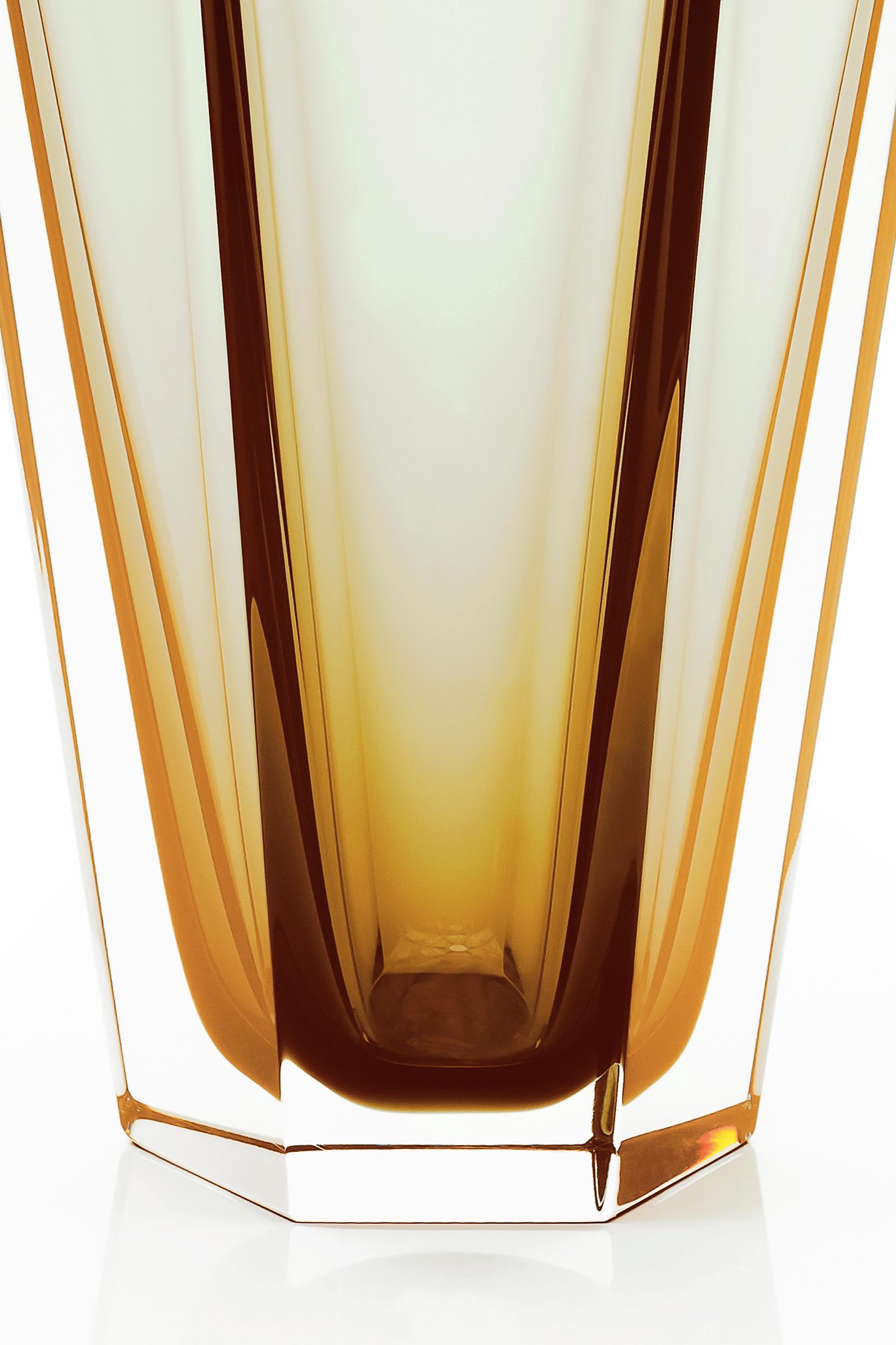 Modern 21st Century Alessandro Mendini Gemello Murano Vase Amber Yellow For Sale