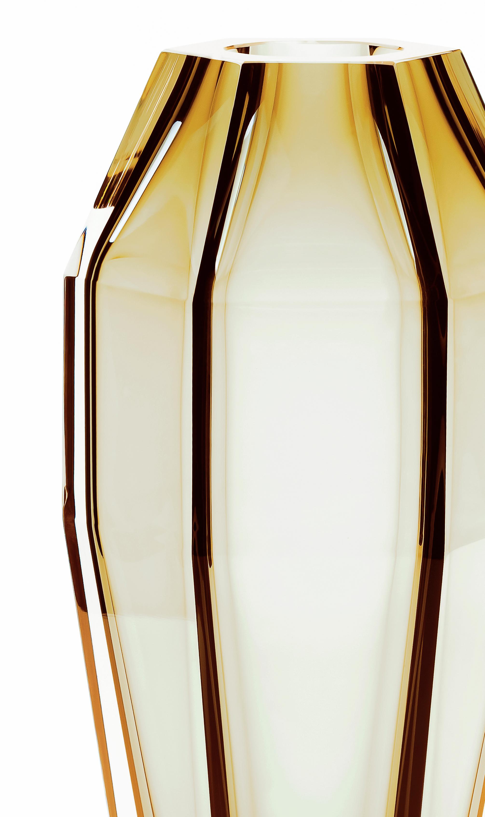 Italian 21st Century Alessandro Mendini Gemello Murano Vase Amber Yellow For Sale