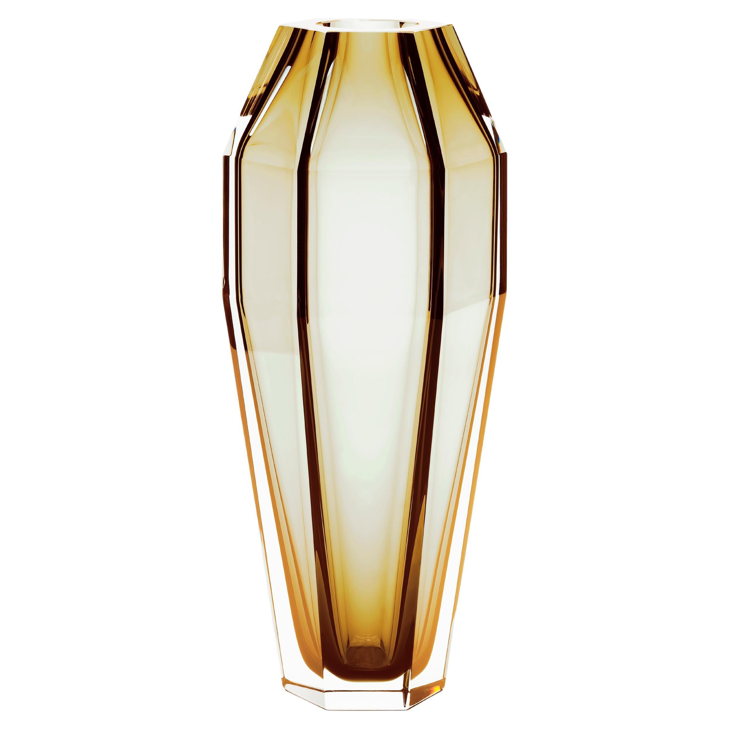 21st Century Alessandro Mendini Gemello Murano Vase Amber Yellow For Sale