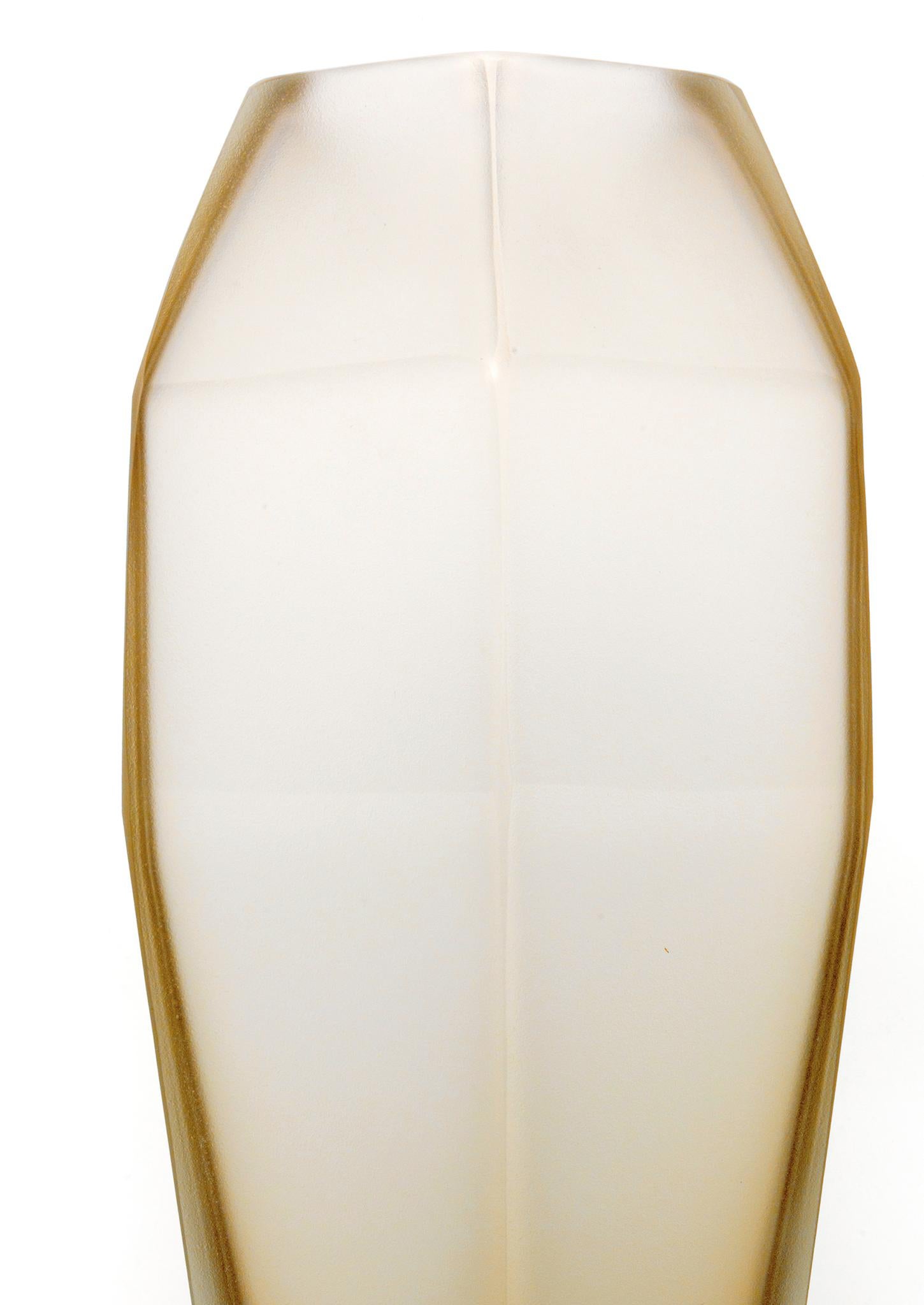 Moderne 21e siècle Alessandro Mendini Vase Murano Gemello Ambre Jaune Givre en vente
