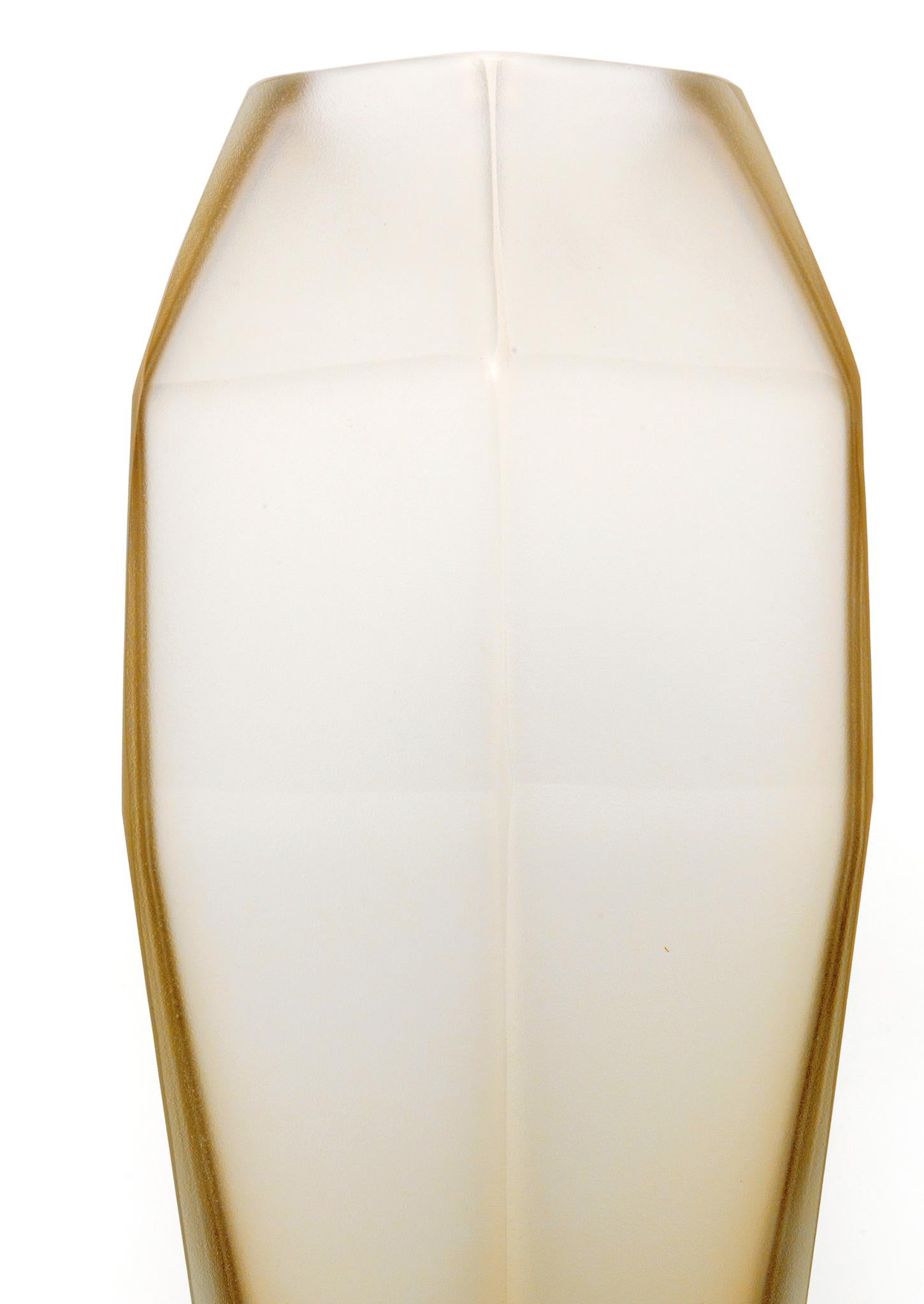 Modern 21st Century Alessandro Mendini Gemello Murano Vase Amber Yellow Frost For Sale