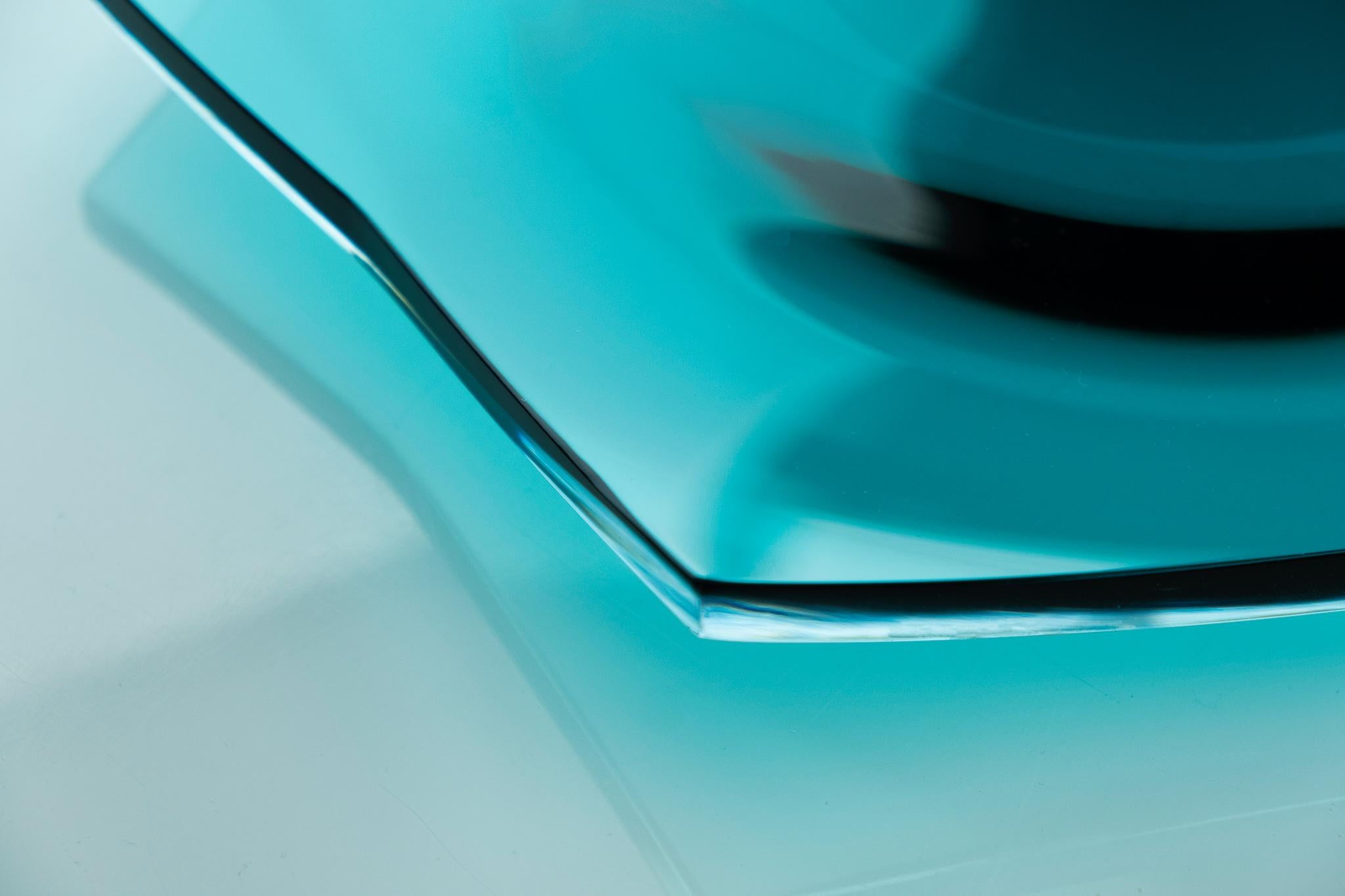 Modern 21st Century Alessandro Mendini Stella Tray Murano Glass Teal Blue For Sale