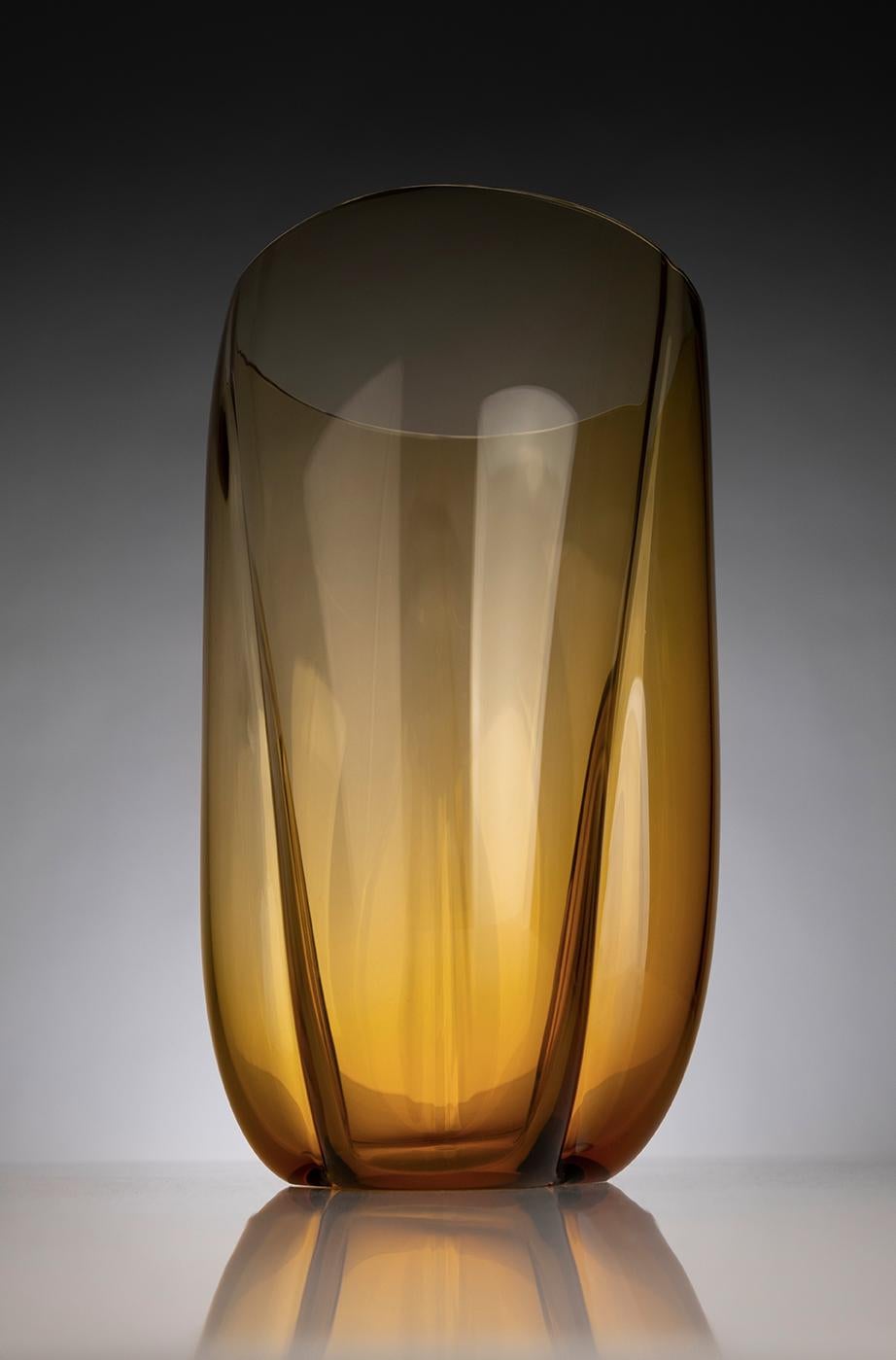 Modern 21st Century Alessandro Mendini Murano Glass Petalo Large Vase Amber For Sale