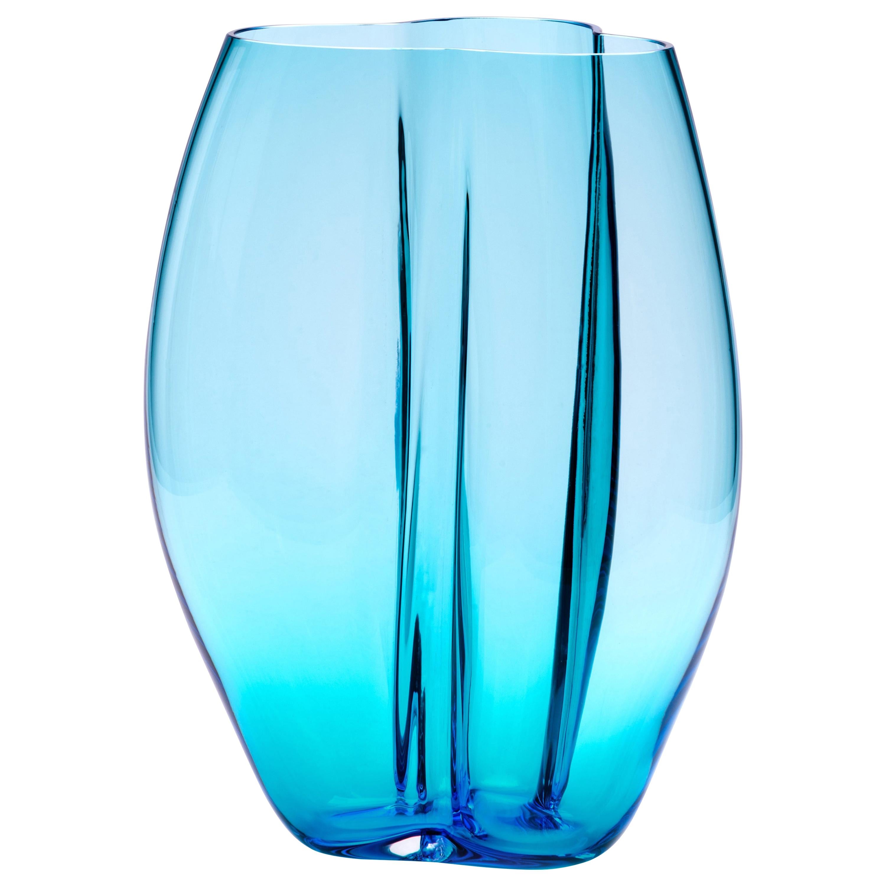 21st Century Alessandro Mendini Murano Glass Large Vase Ocean Blue 