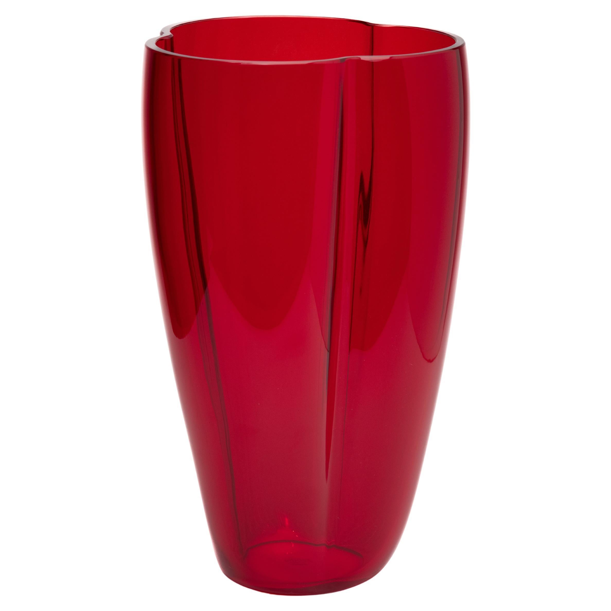 21st Century Alessandro Mendini Murano Glass Petalo Large Vase Red