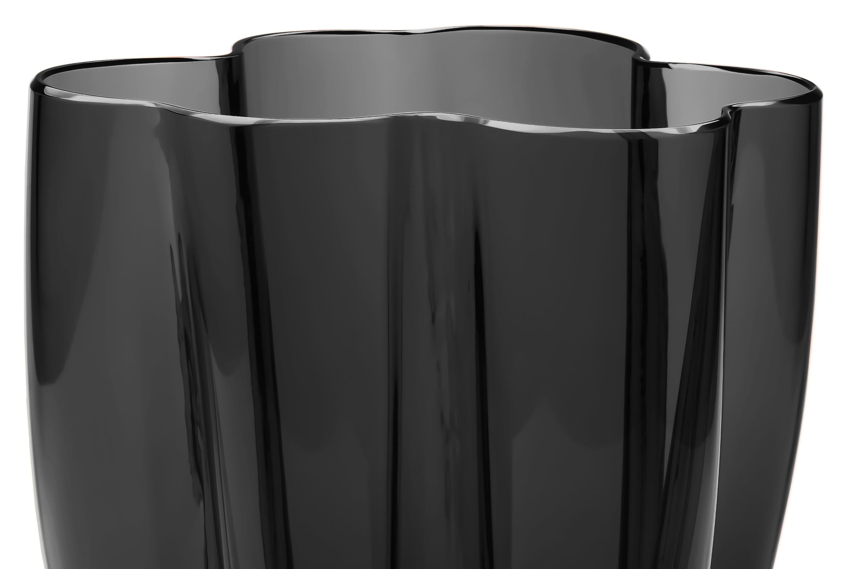 21. Jahrhundert Alessandro Mendini Murano Glas Kleine Vase Schwarz (Moderne) im Angebot