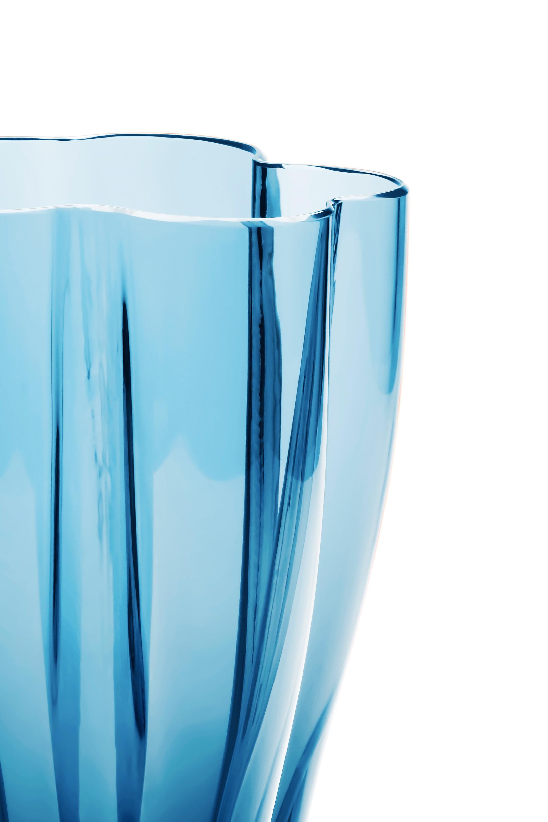 Modern 21st Century Alessandro Mendini Murano Glass Small Vase Blue For Sale