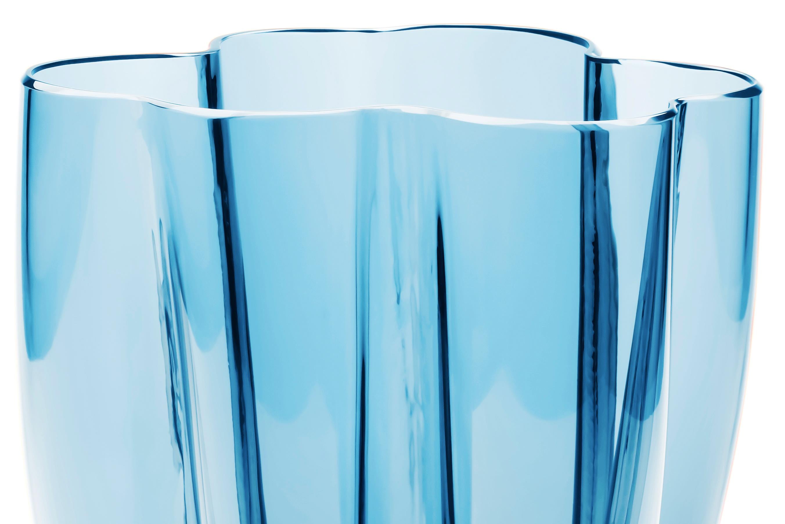 Italian 21st Century Alessandro Mendini Murano Glass Small Vase Blue For Sale