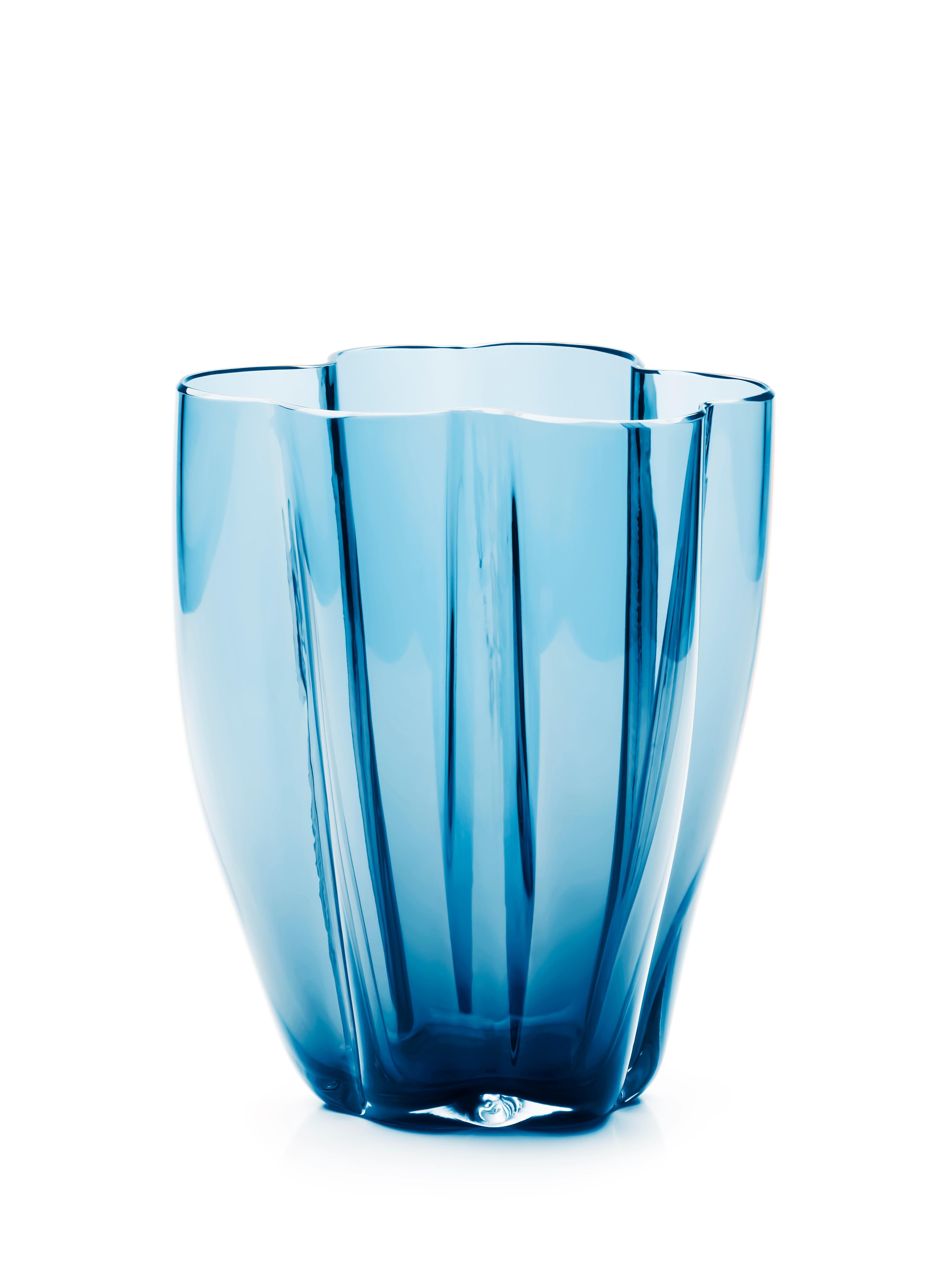 21st Century Alessandro Mendini Murano Glass Small Vase Blue In New Condition For Sale In Brembate di Sopra (BG), IT