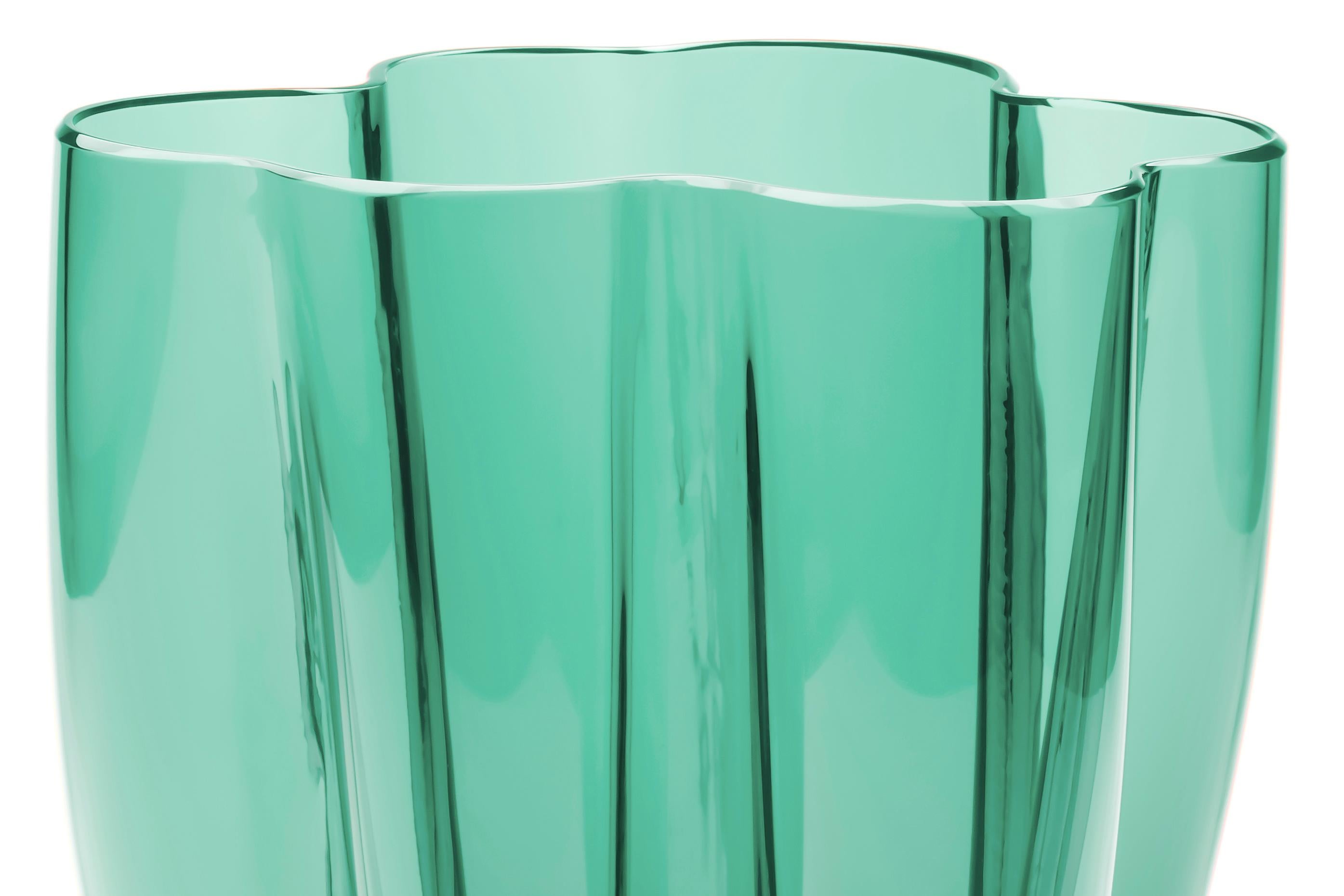 Fait main 21e siècle Alessandro Mendini Petit vase en verre de Murano Vert Emeraude en vente