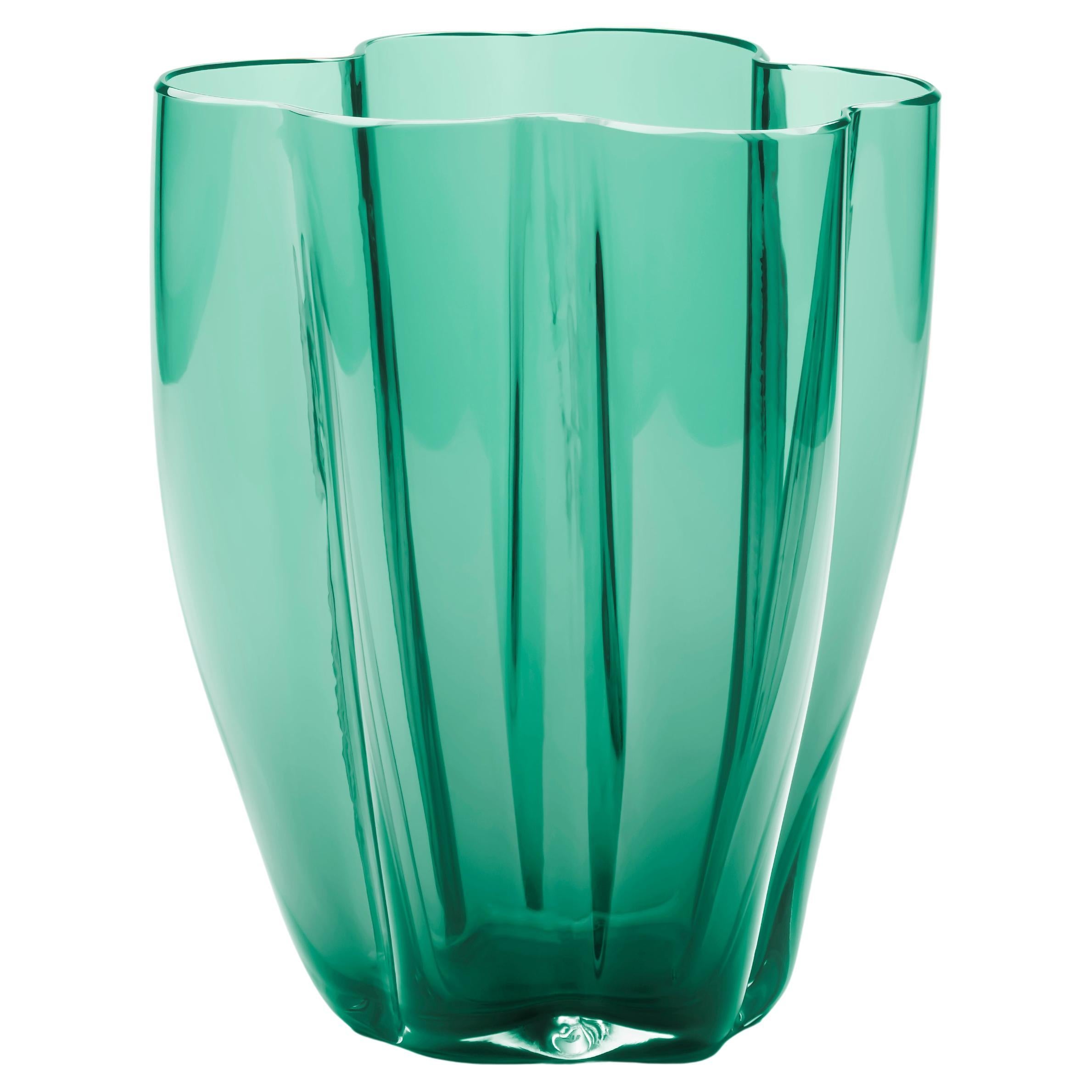 21e siècle Alessandro Mendini Petit vase en verre de Murano Vert Emeraude en vente