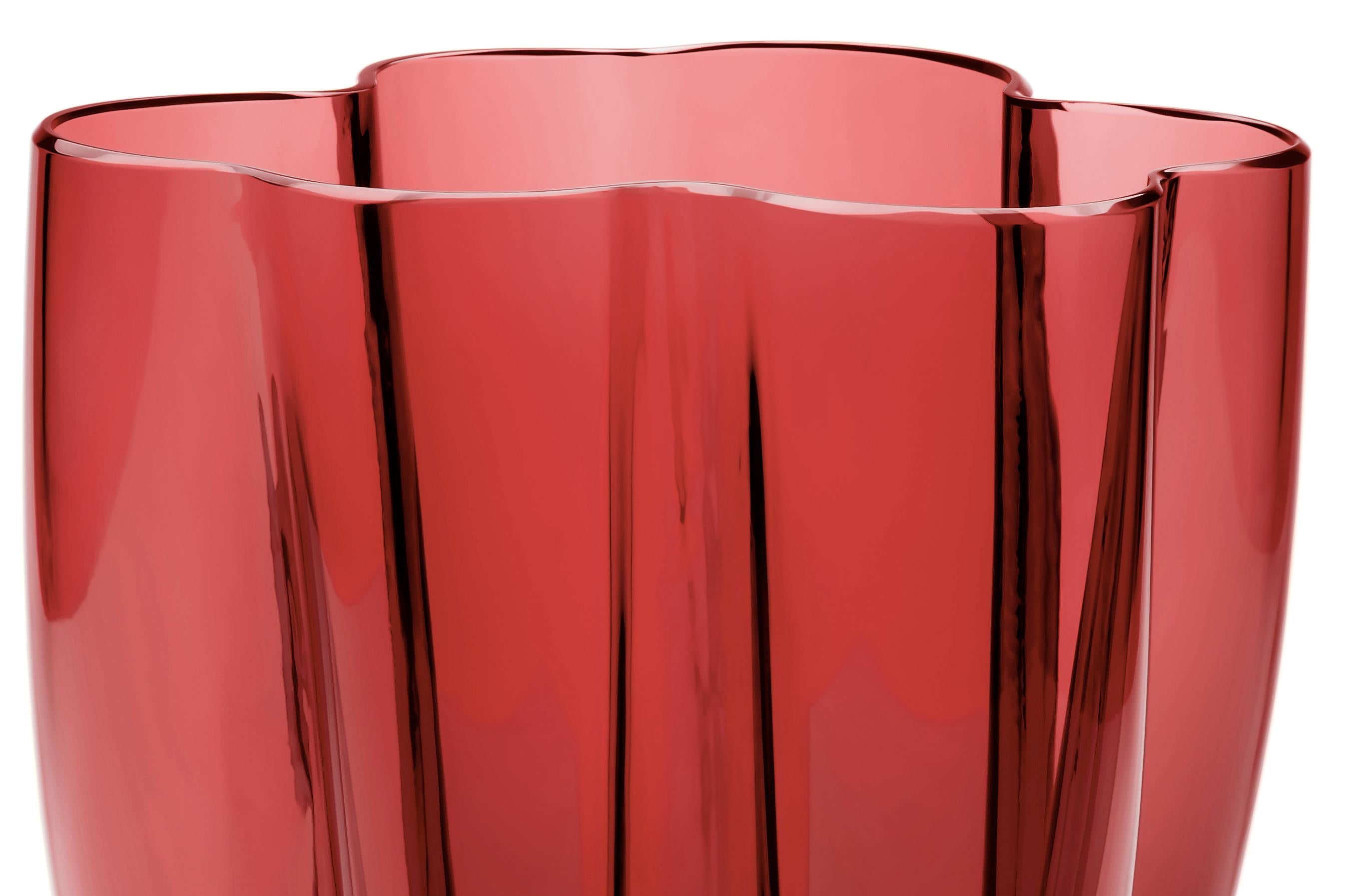 italien 21e siècle Alessandro Mendini Petit vase en verre de Murano Rouge en vente