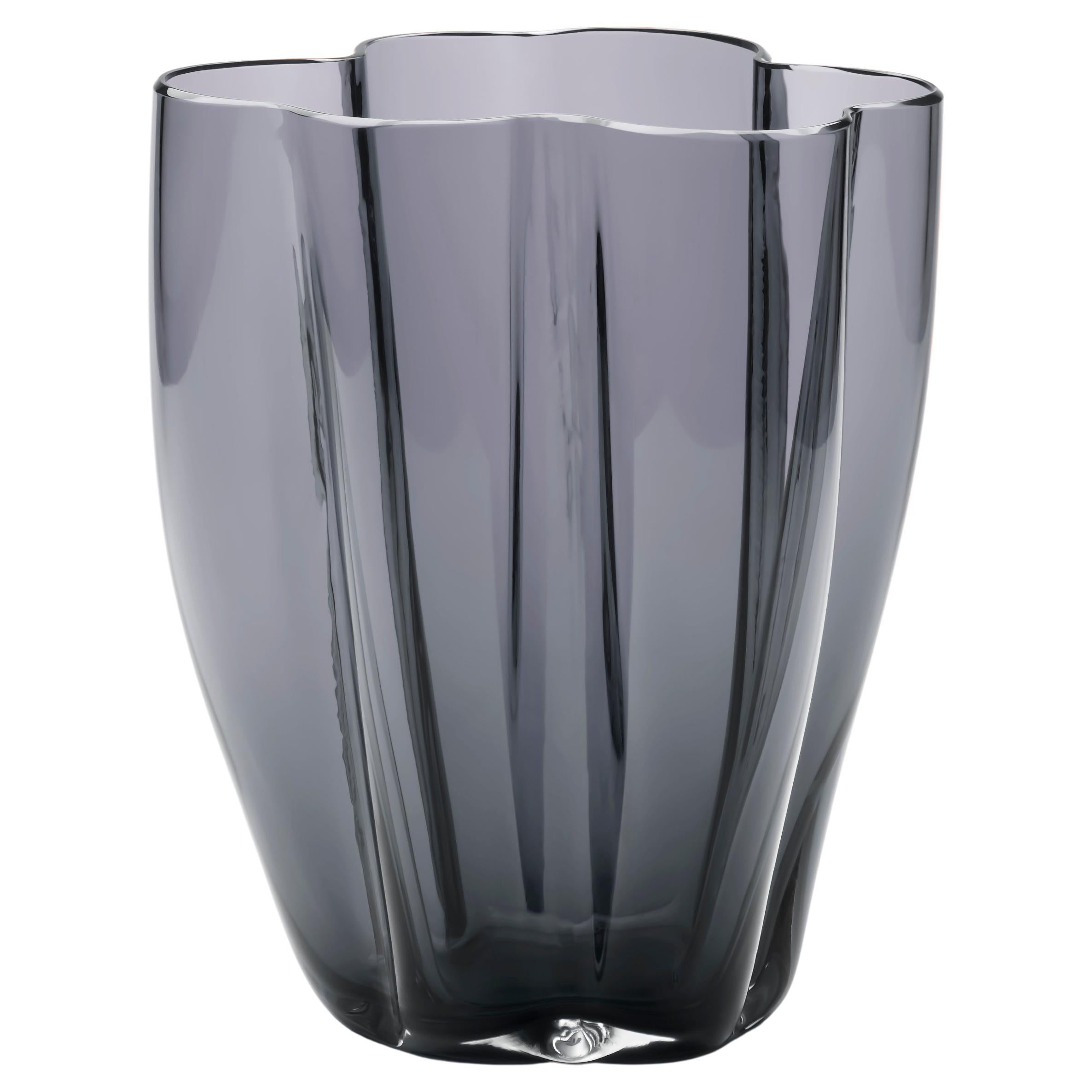 21st Century Alessandro Mendini Murano Glass Small Vase Steel Grey