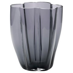 21st Century Alessandro Mendini Murano Glass Small Vase Steel Grey