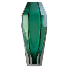 21st Century Alessandro Mendini Gemello Murano Transparent Vase Emerald Green