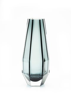 21st Century Alessandro Mendini Gemella Murano Transparent Glass Vase Grey