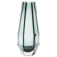 21st Century Alessandro Mendini Gemella Murano Transparent Glass Vase Grey