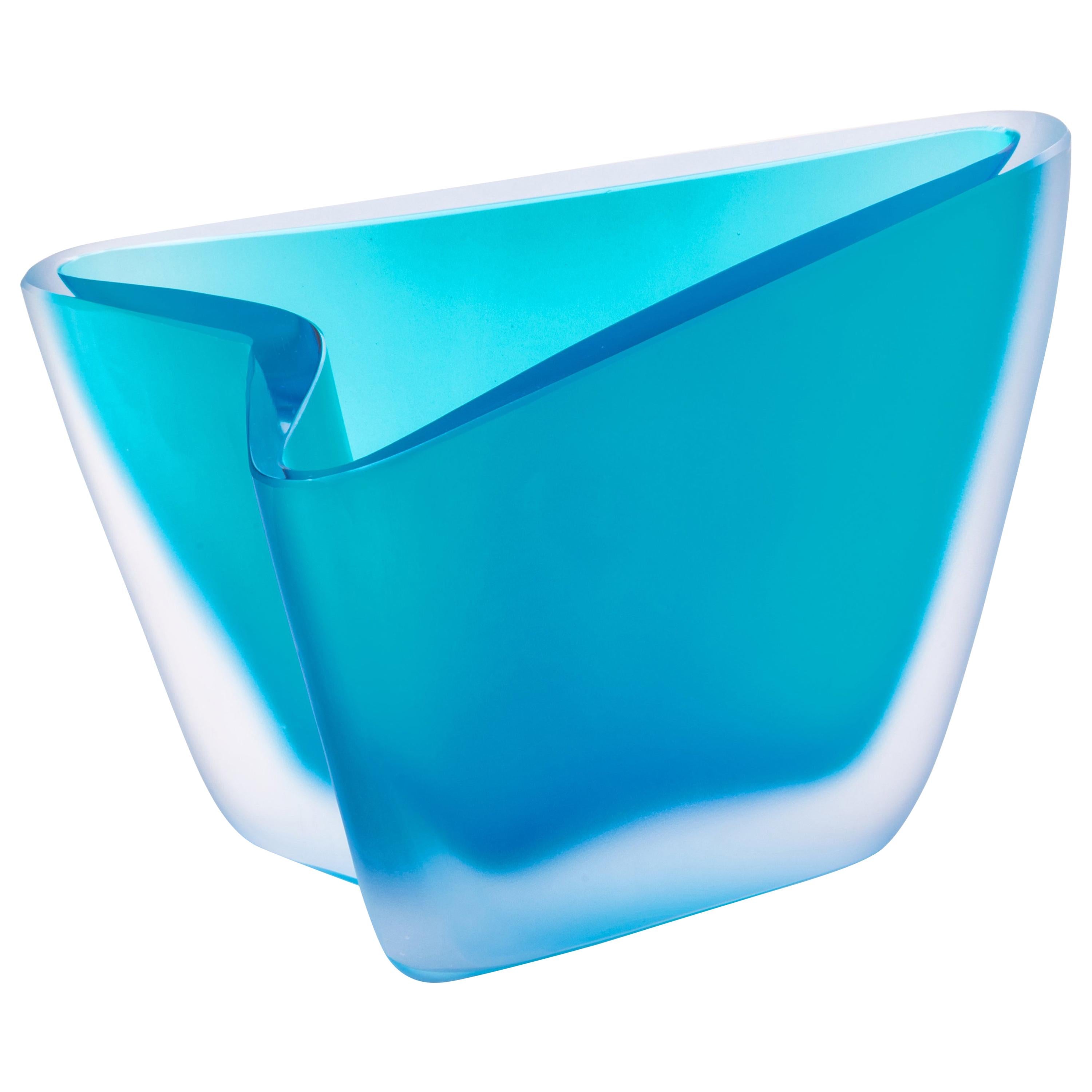 21st Century Alessandro Mendini Small Vase Murano Glass Mediterranean Blue