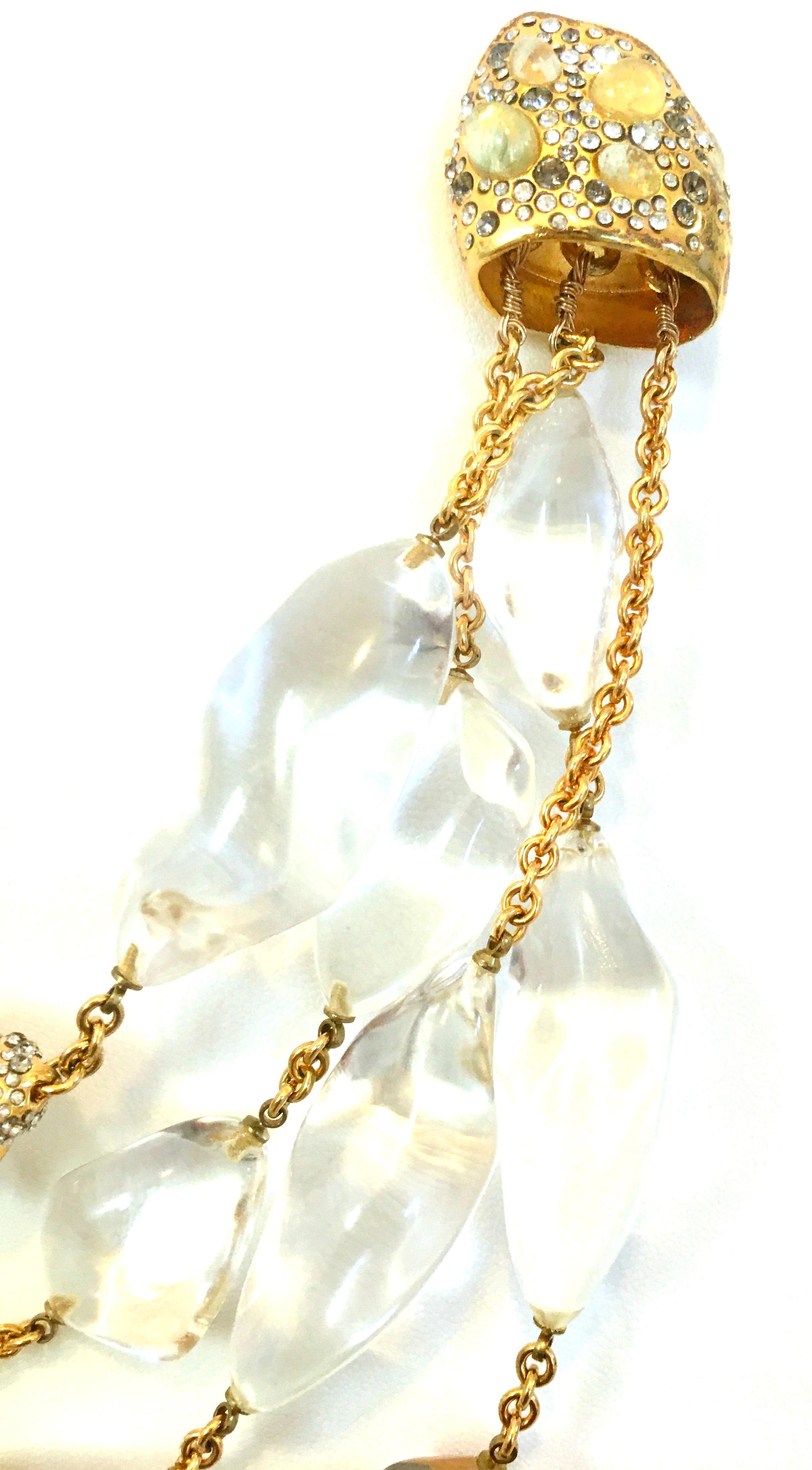 21st Century Alexis Bittar Lucite Jeweled Gold Plate Multi Strand Necklace 2