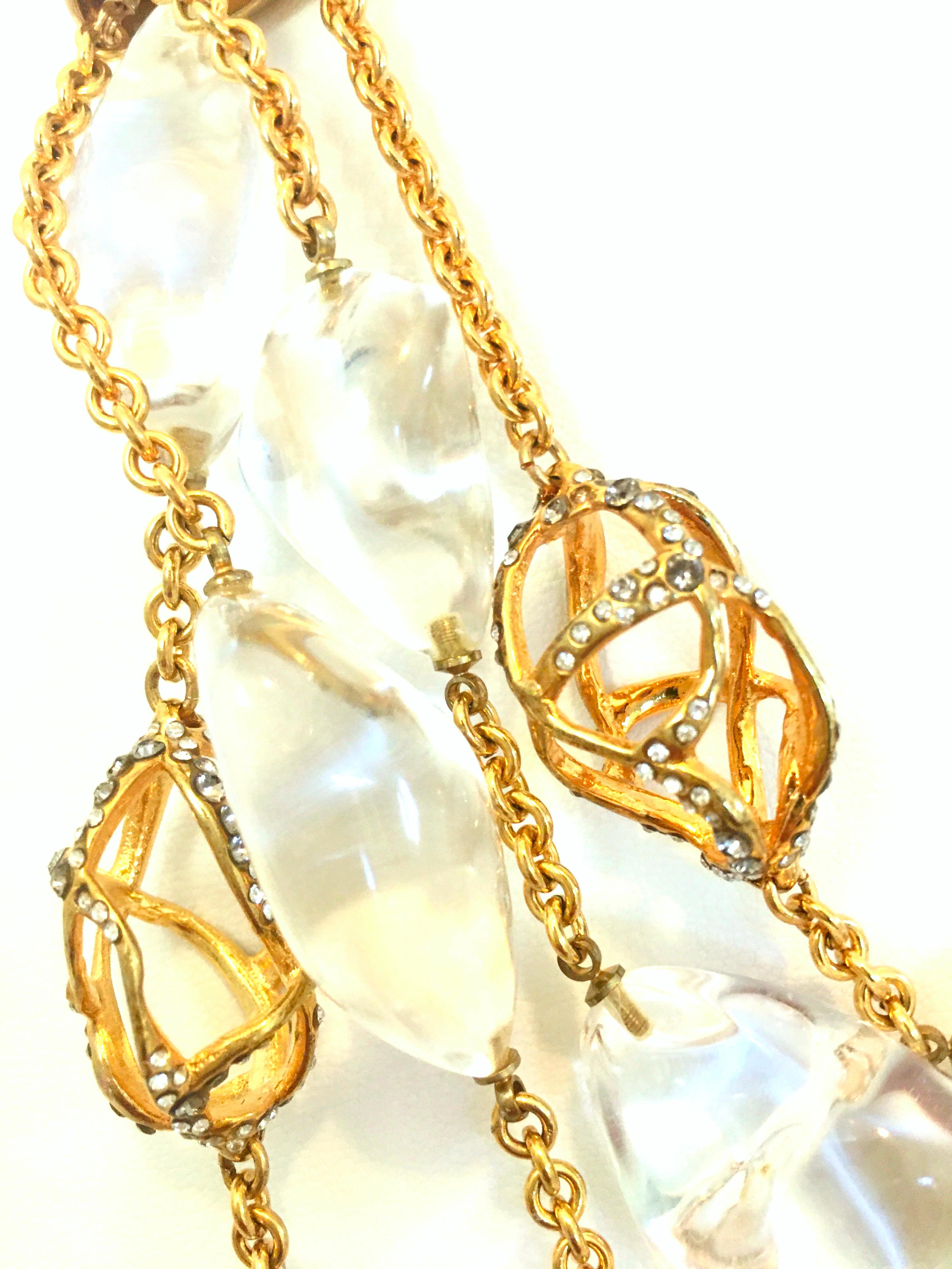 21st Century Alexis Bittar Lucite Jeweled Gold Plate Multi Strand Necklace 1