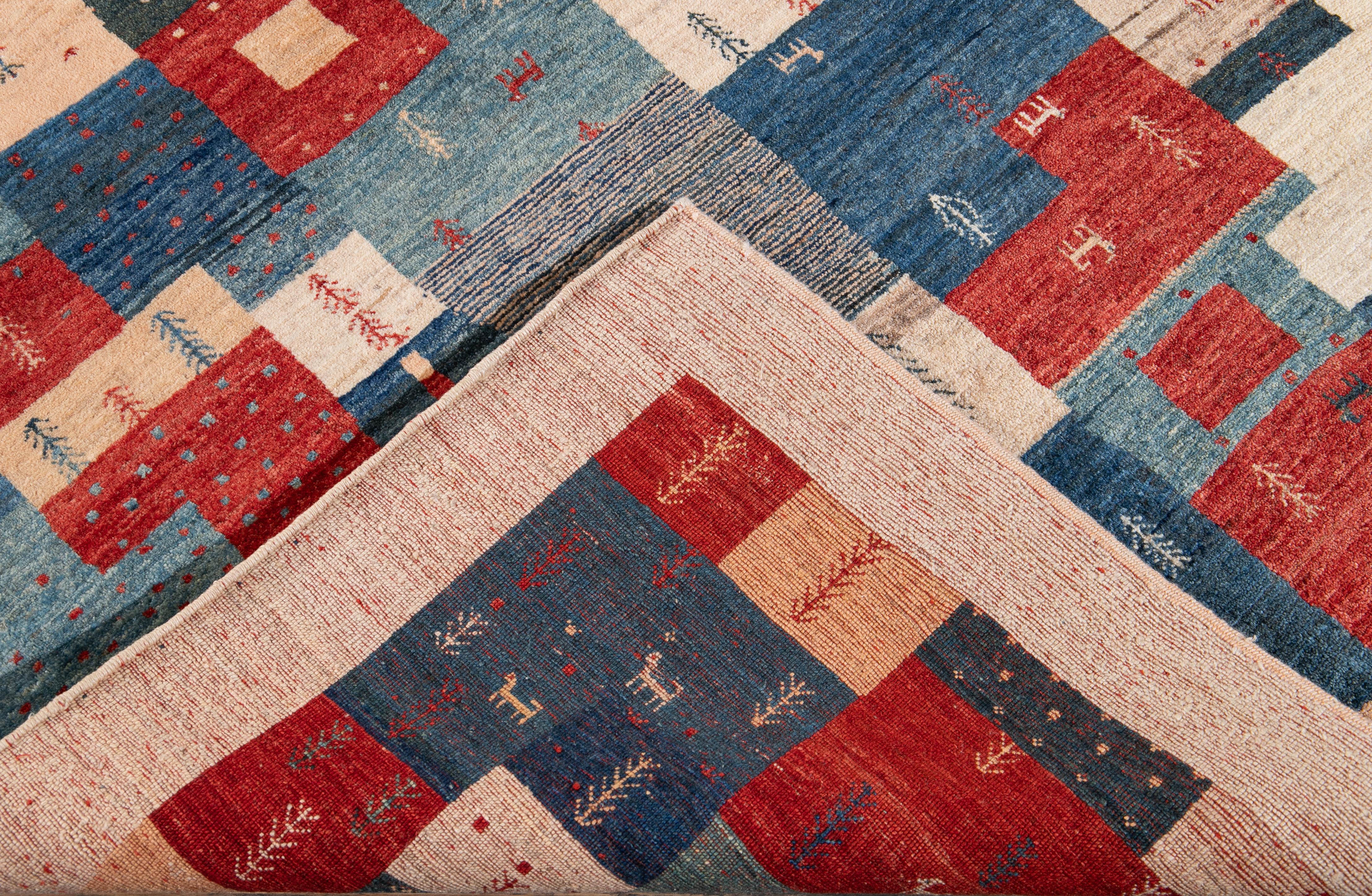 21st Century All-Over Geometric Multicolored Persian Gabbeh Carpet For Sale 2