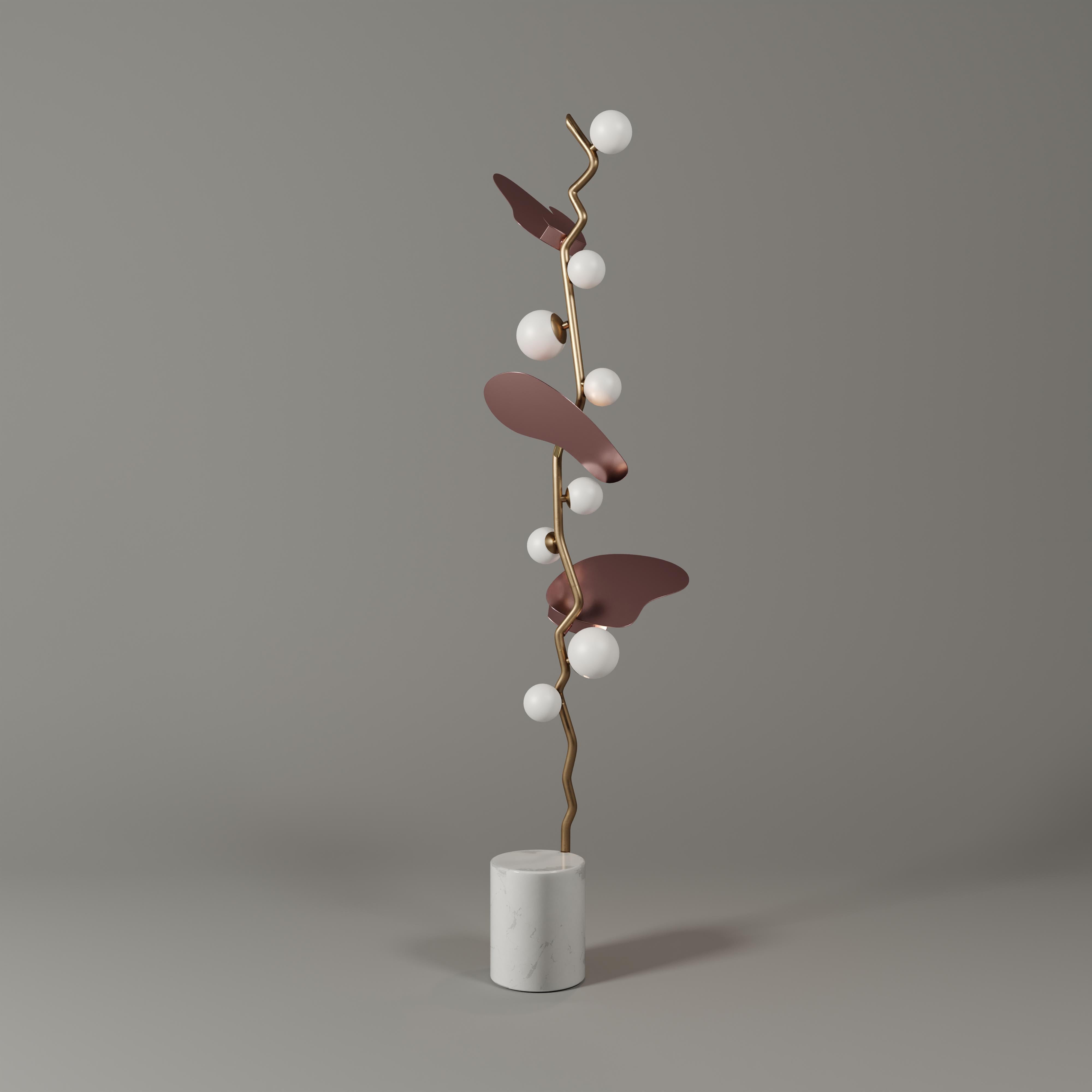 Portuguese 21st Century Almond Floor Lamp Brass Made in Portugal by Creativemary For Sale