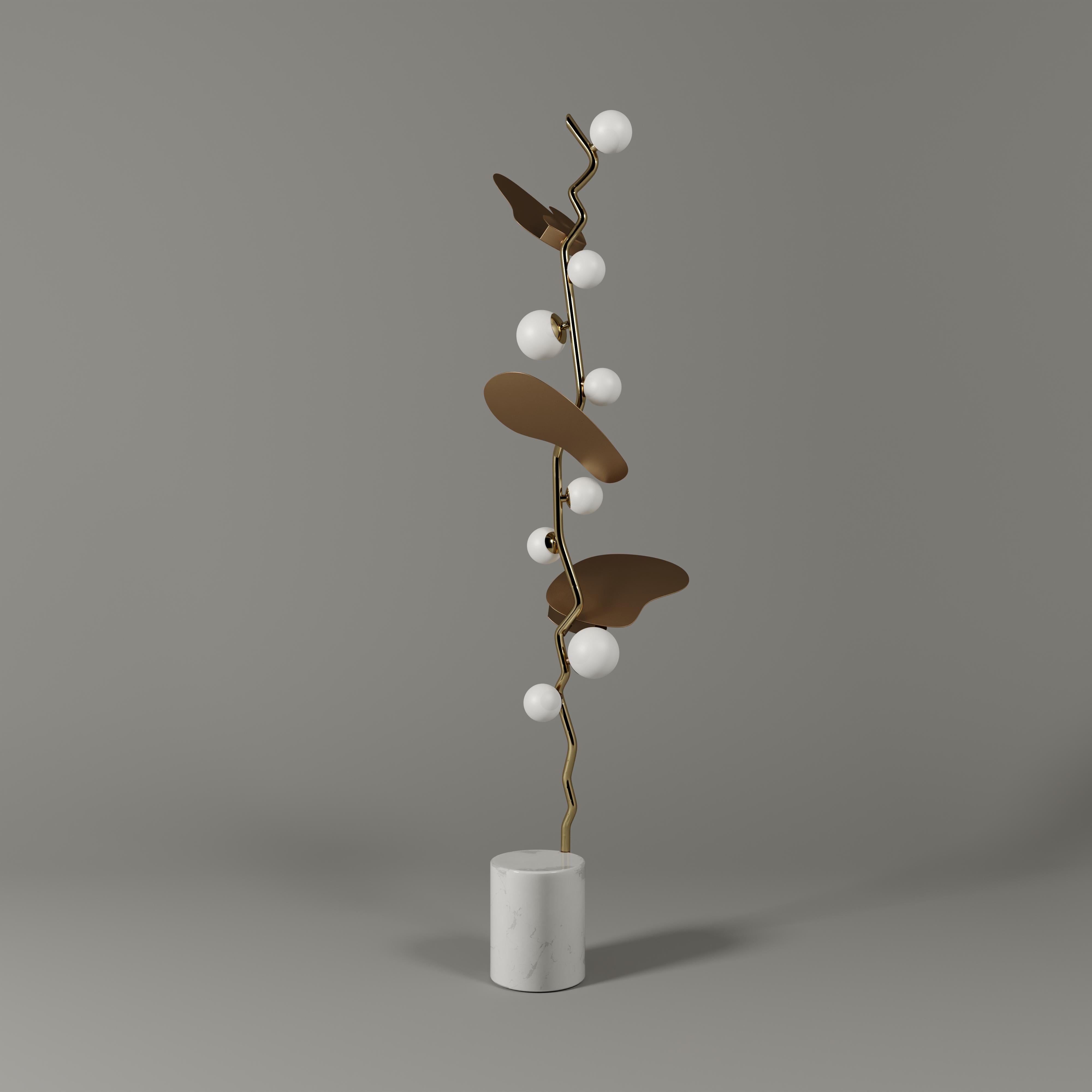 21st Century Almond Floor Lamp Brass Made in Portugal by Creativemary In New Condition For Sale In RIO TINTO, PT