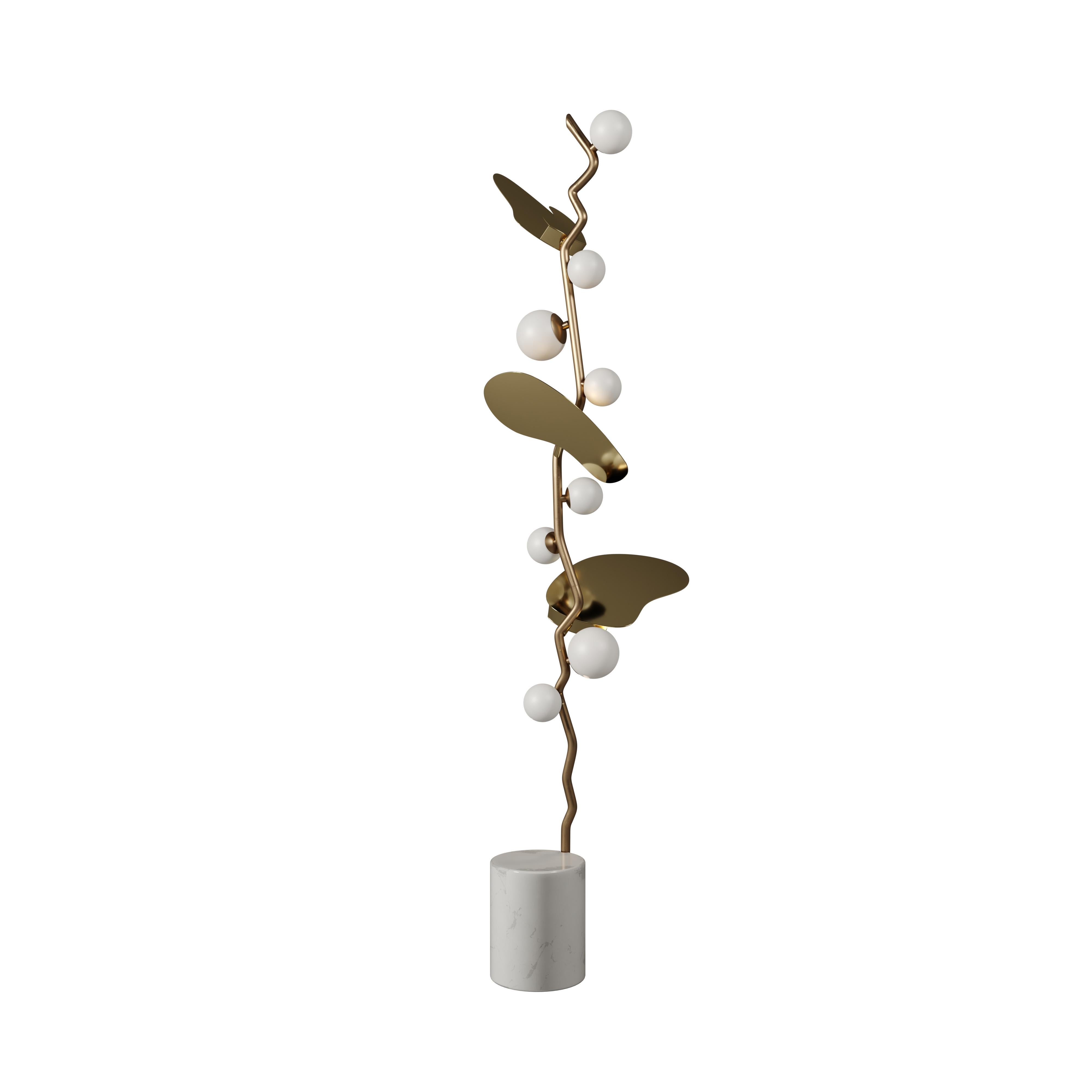 21st Century Almond Floor Lamp Brass Made in Portugal by Creativemary For Sale 2