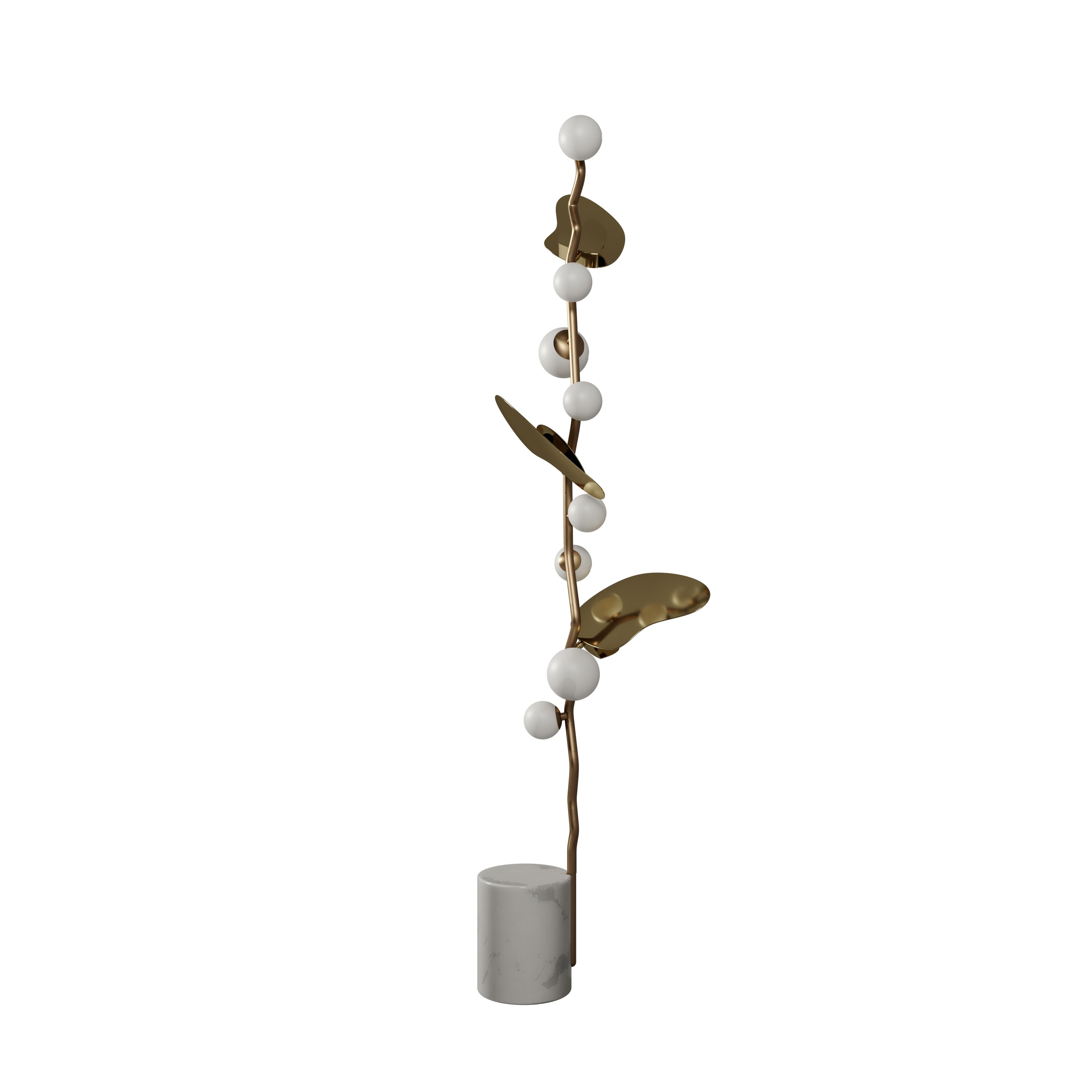 21st Century Almond Floor Lamp Brass Made in Portugal by Creativemary For Sale 3