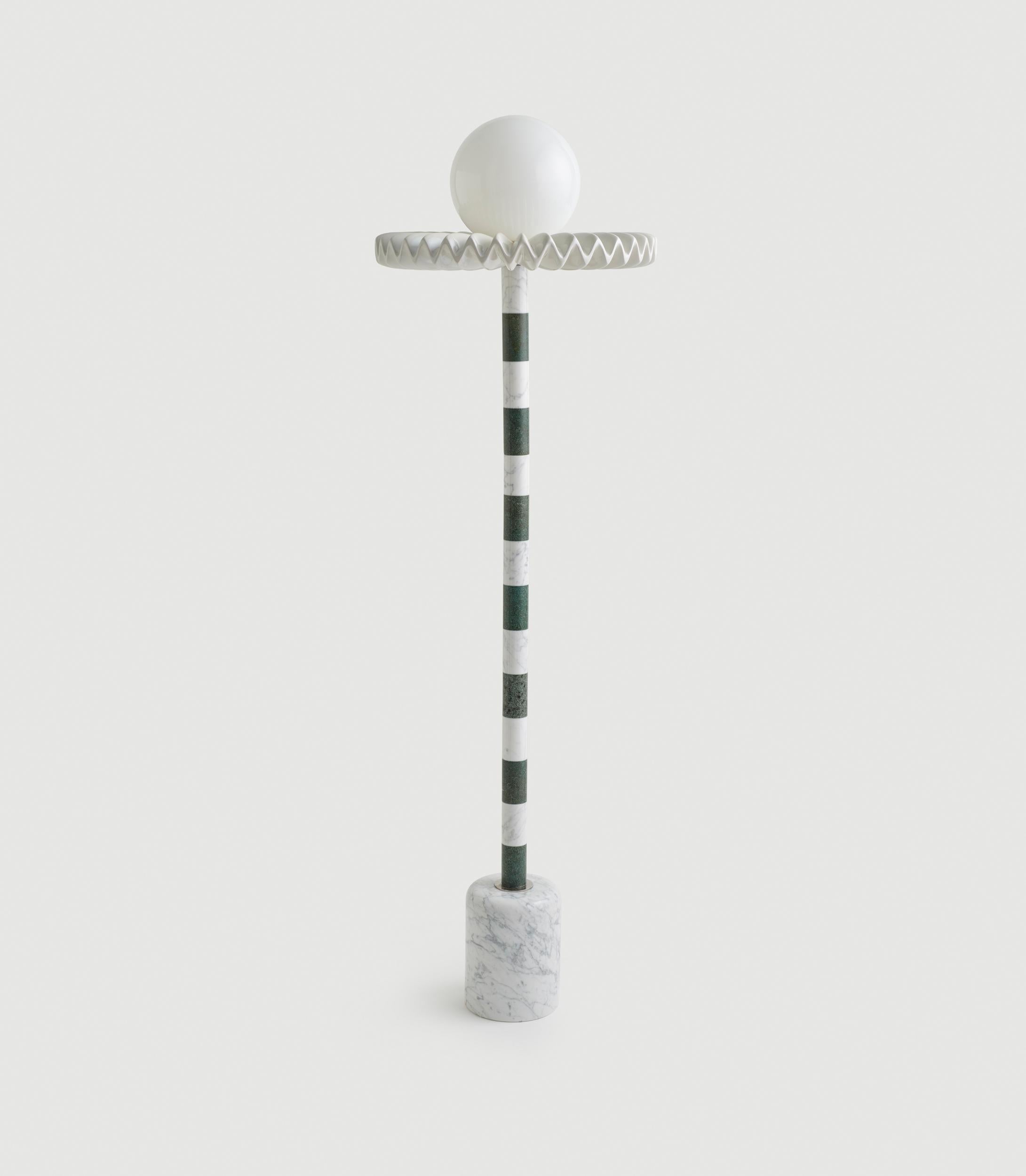 21st Century Amber and White Marble SARE Floor Lamp with Milk Glass For Sale 7