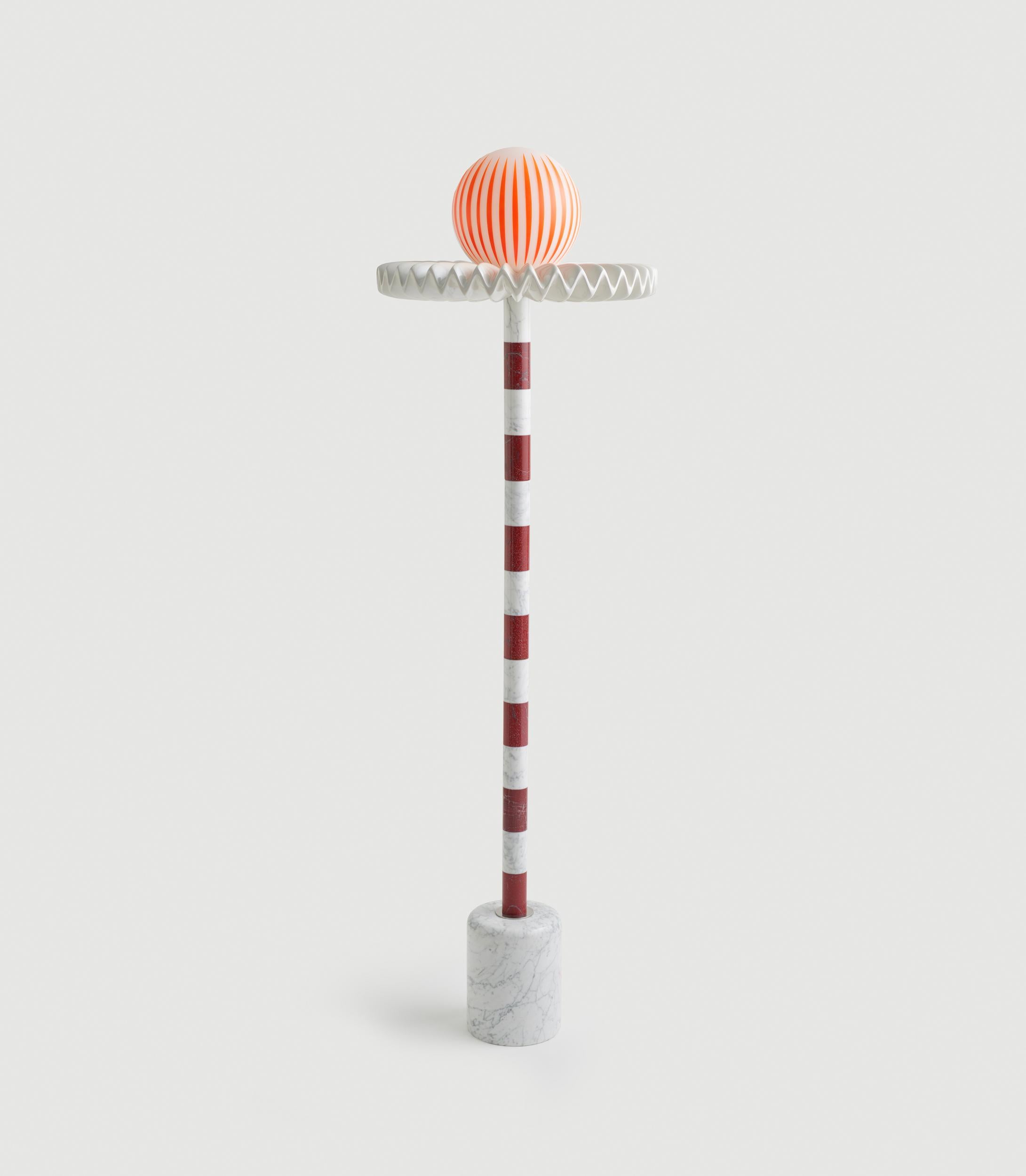 21st Century Amber and White Marble SARE Floor Lamp with Milk Glass For Sale 8