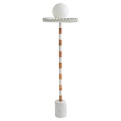 21st Century Amber and White Marble SARE Floor Lamp with Milk Glass
