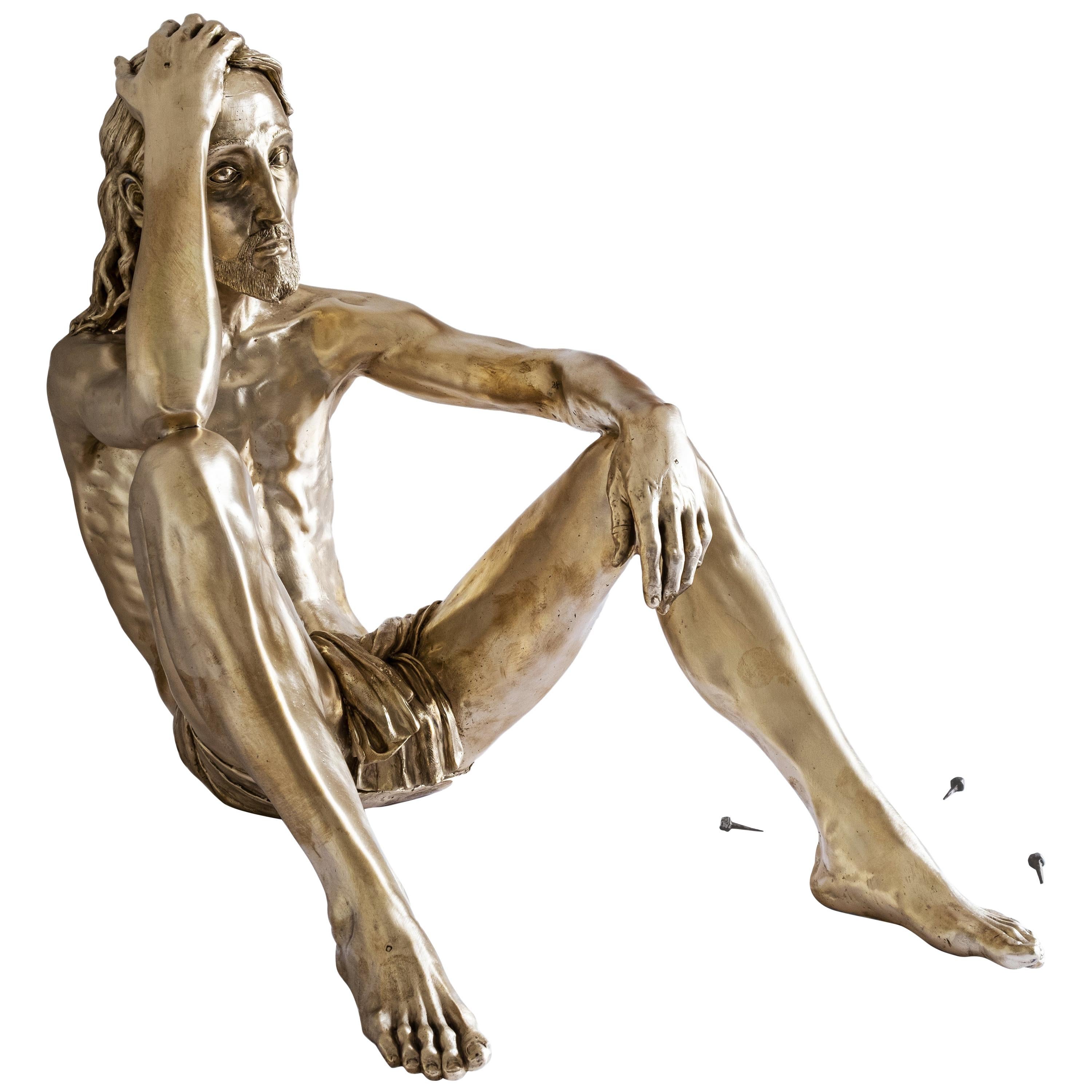 21st Century "Amen" Sculpture by Marcantonio, Polished Brass For Sale